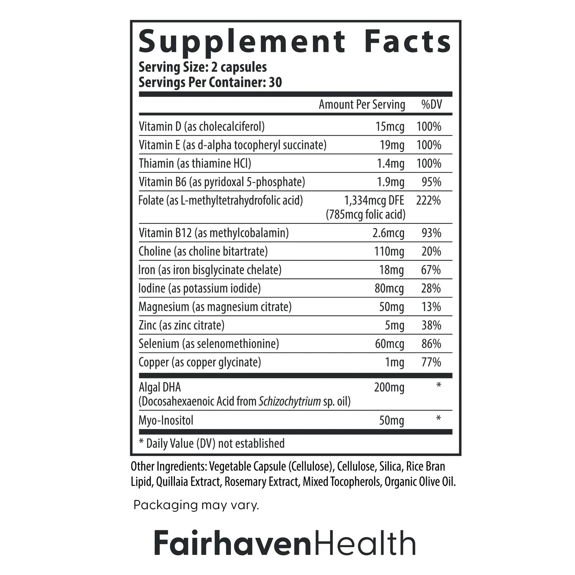 Fairhaven Health Prenatal Multivitamin Essentials with DHA | Prenatal Vitamins + DHA, Choline, Myo-Inositol | Fairhaven Health buy supplements canada