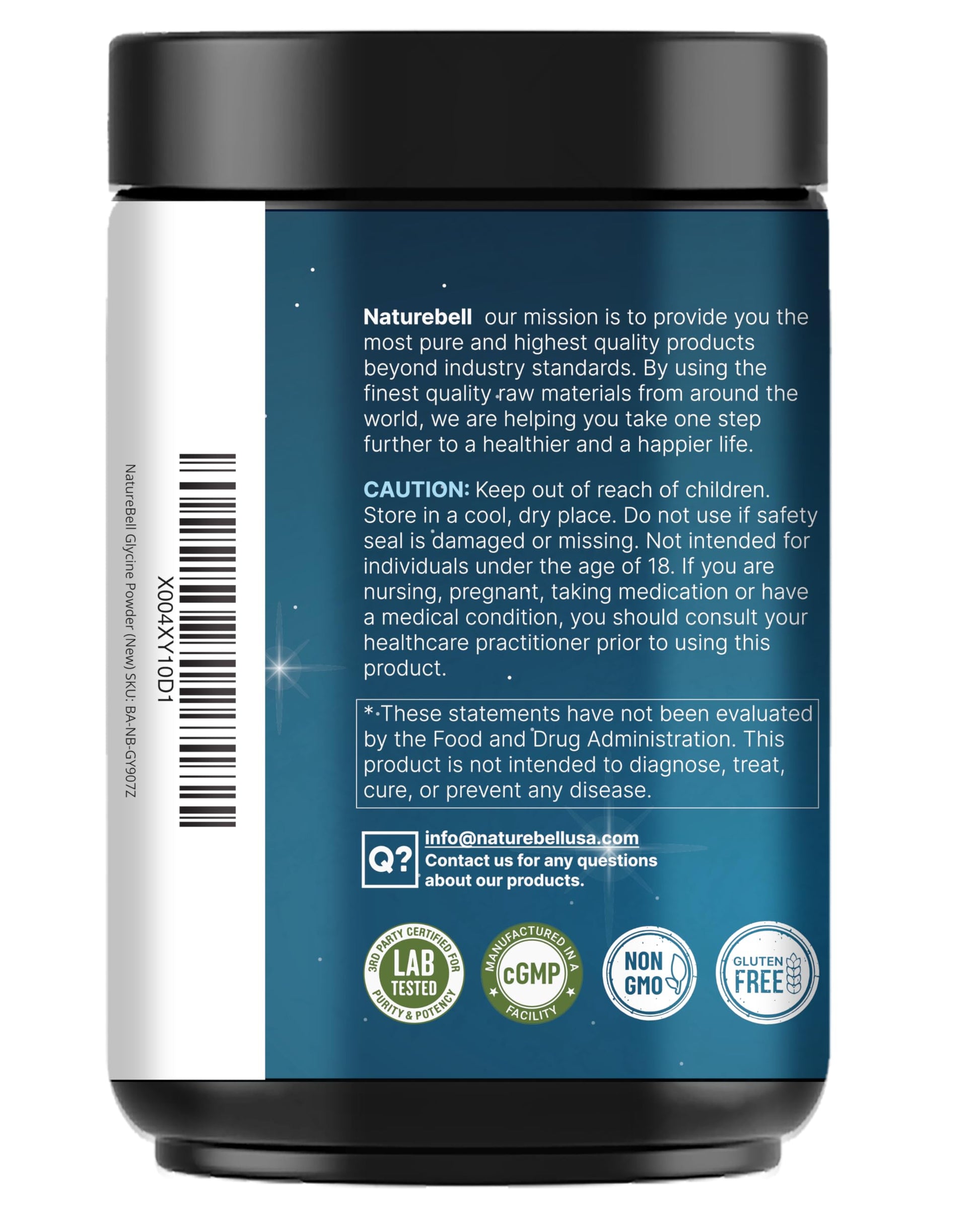 Glycine Powder, 300 Servings (2 lb) – 3,000 mg Free-Form Glycine Per Serving – Unflavored Pure Powder – Non-GMO, cGMP Manufactured NatureBell buy supplements canada