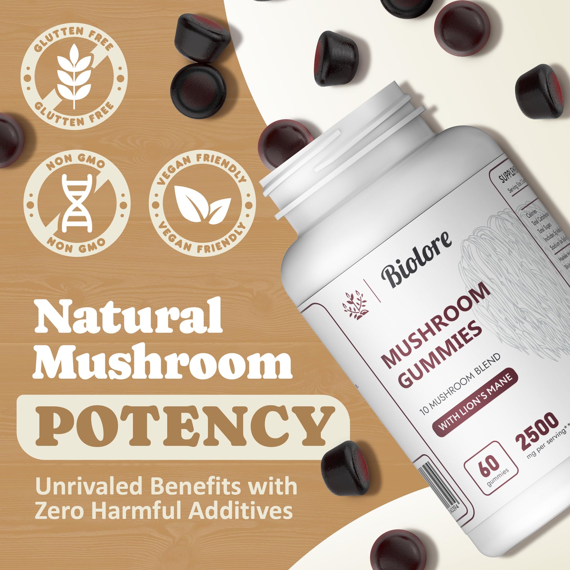 Biolore Mushroom Complex Gummies: 10 Powerful Mushrooms with Chaga, Lions Mane Biolore buy supplements canada