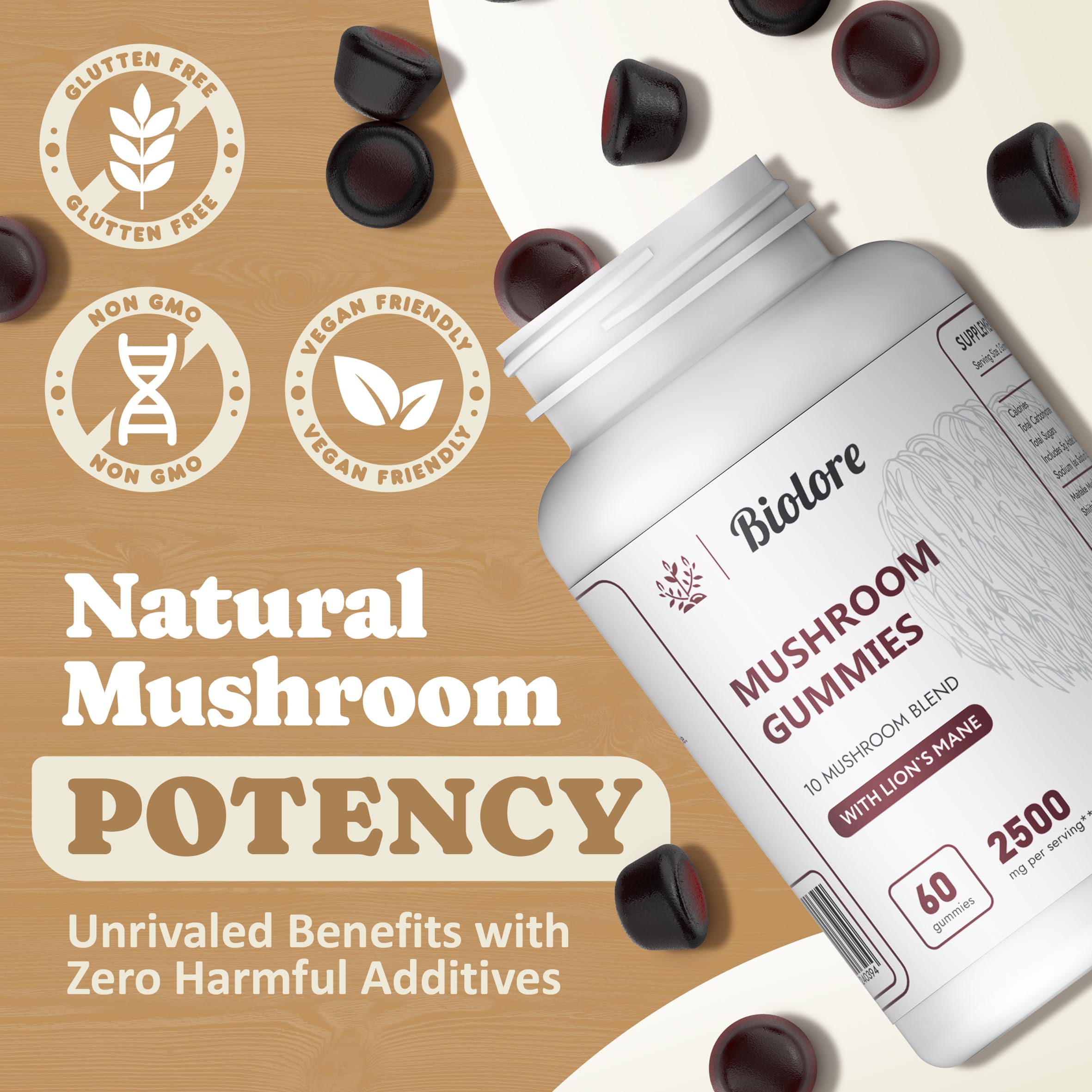Biolore Mushroom Complex Gummies: 10 Powerful Mushrooms with Chaga, Lions Mane Biolore buy supplements canada