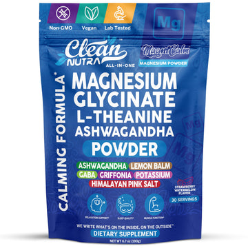 Magnesium Glycinate Powder Supplement + L Theanine Ashwagandha Glycine Apigenin Lemon Balm GABA 5HTP Pink Salt Potassium L Tryptophan Calcium | Powdered Sleep Aid Calm Trace Minerals Vitamin Clean Nutraceuticals buy supplements canada