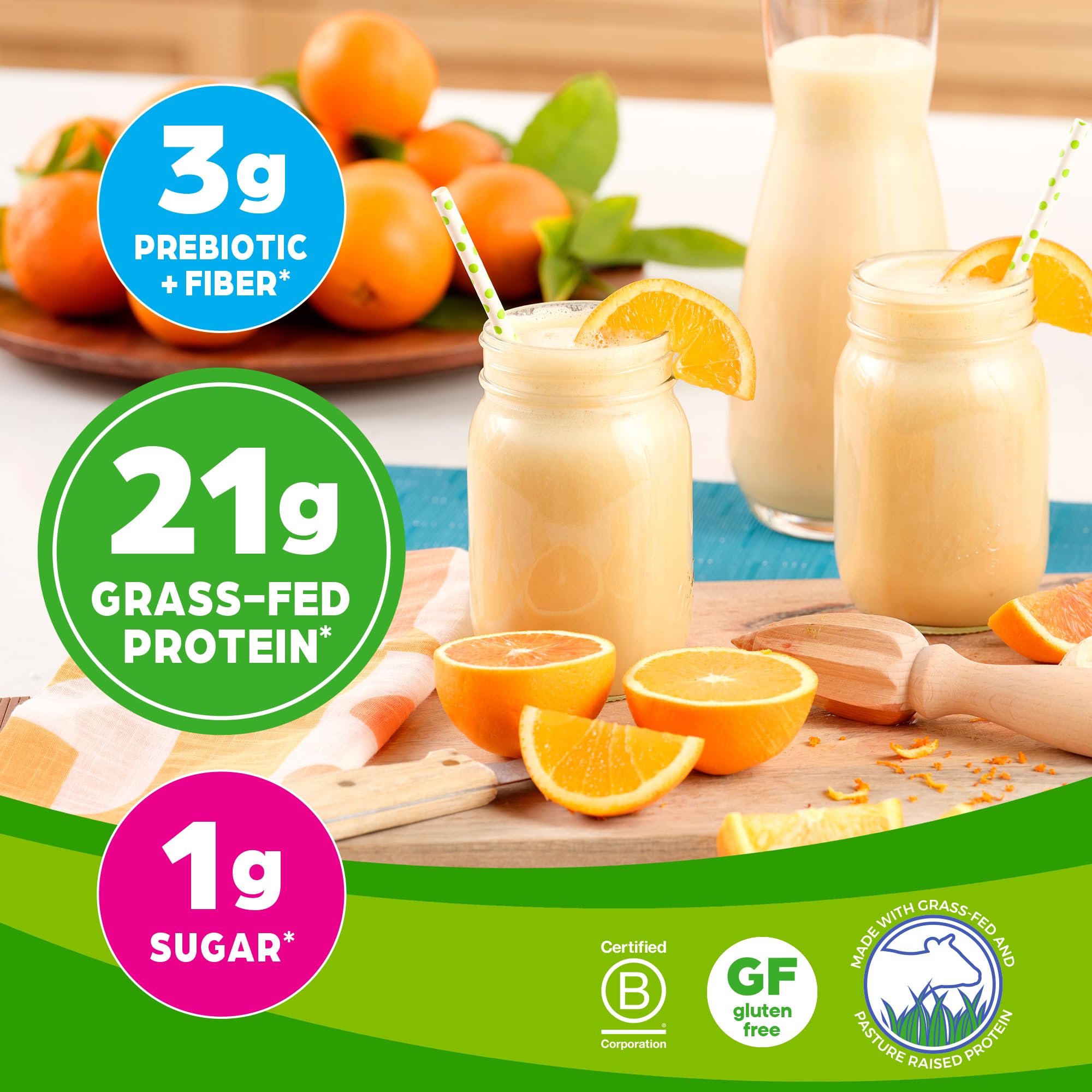 Orgain Whey Protein Powder, Vanilla Bean - 21g Grass Fed Dairy Protein, Gluten Free Orgain buy supplements canada