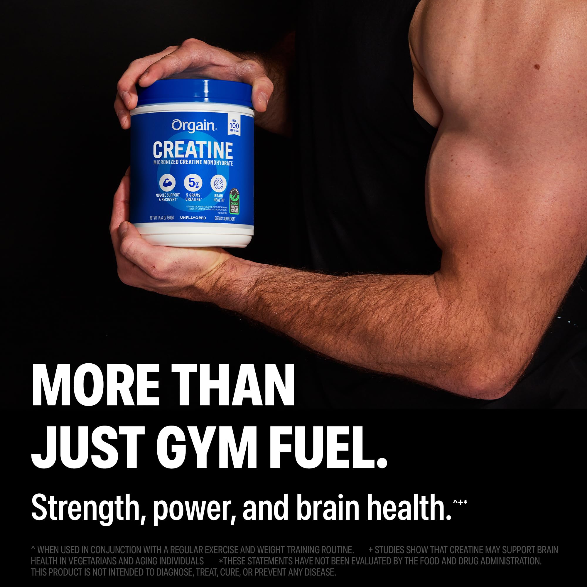 Orgain Creatine Monohydrate Micronized Powder, 100 Servings, Unflavored, Supports Muscle Growth, Post Workout Recovery and Brain Health, No Artificial Additives Orgain buy supplements canada