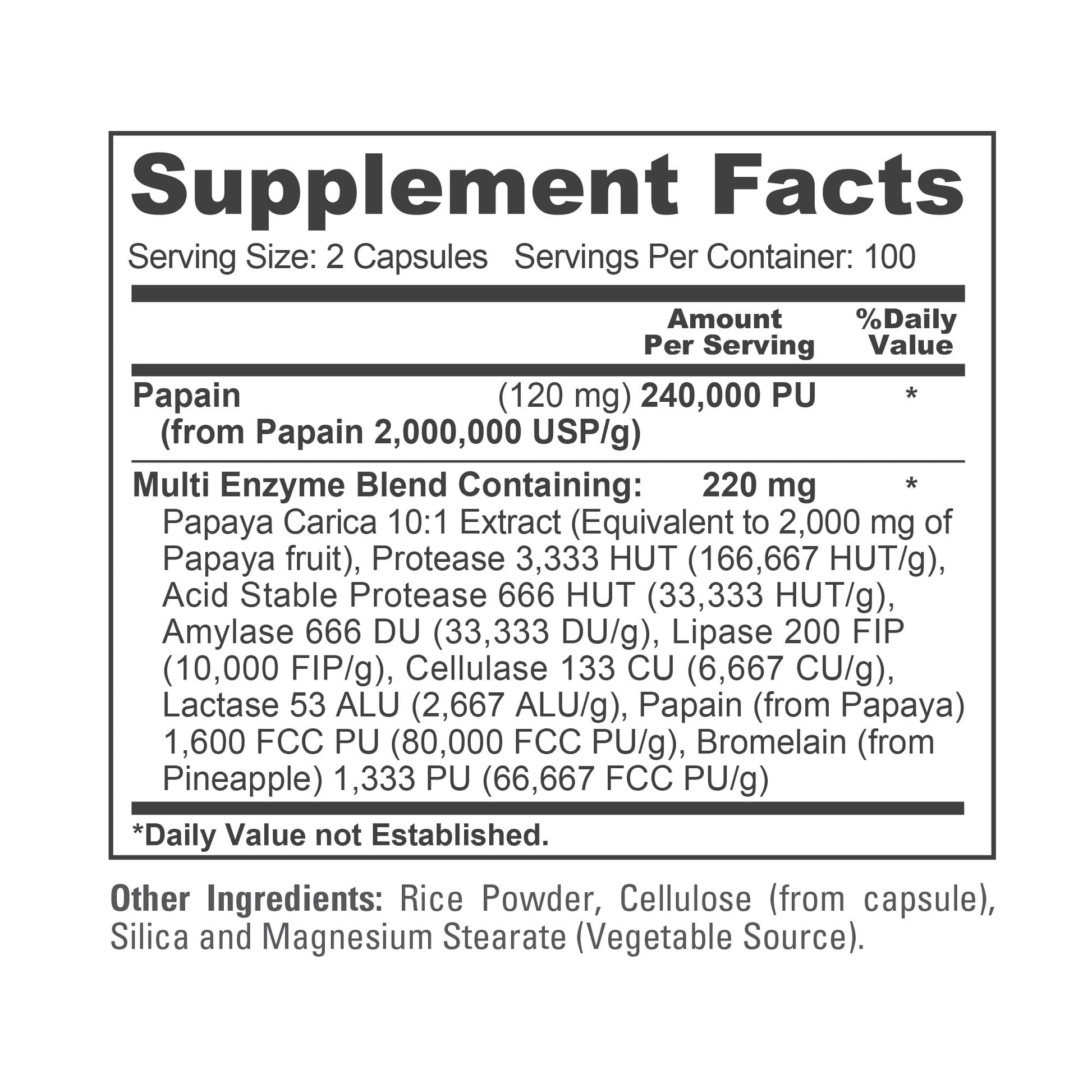 NusaPure Papaya Papain Enzyme Complex 240,000 PU - 200 Veggie Caps - Suitable for Vegetarian, Vegan Non-GMO NusaPure buy supplements canada