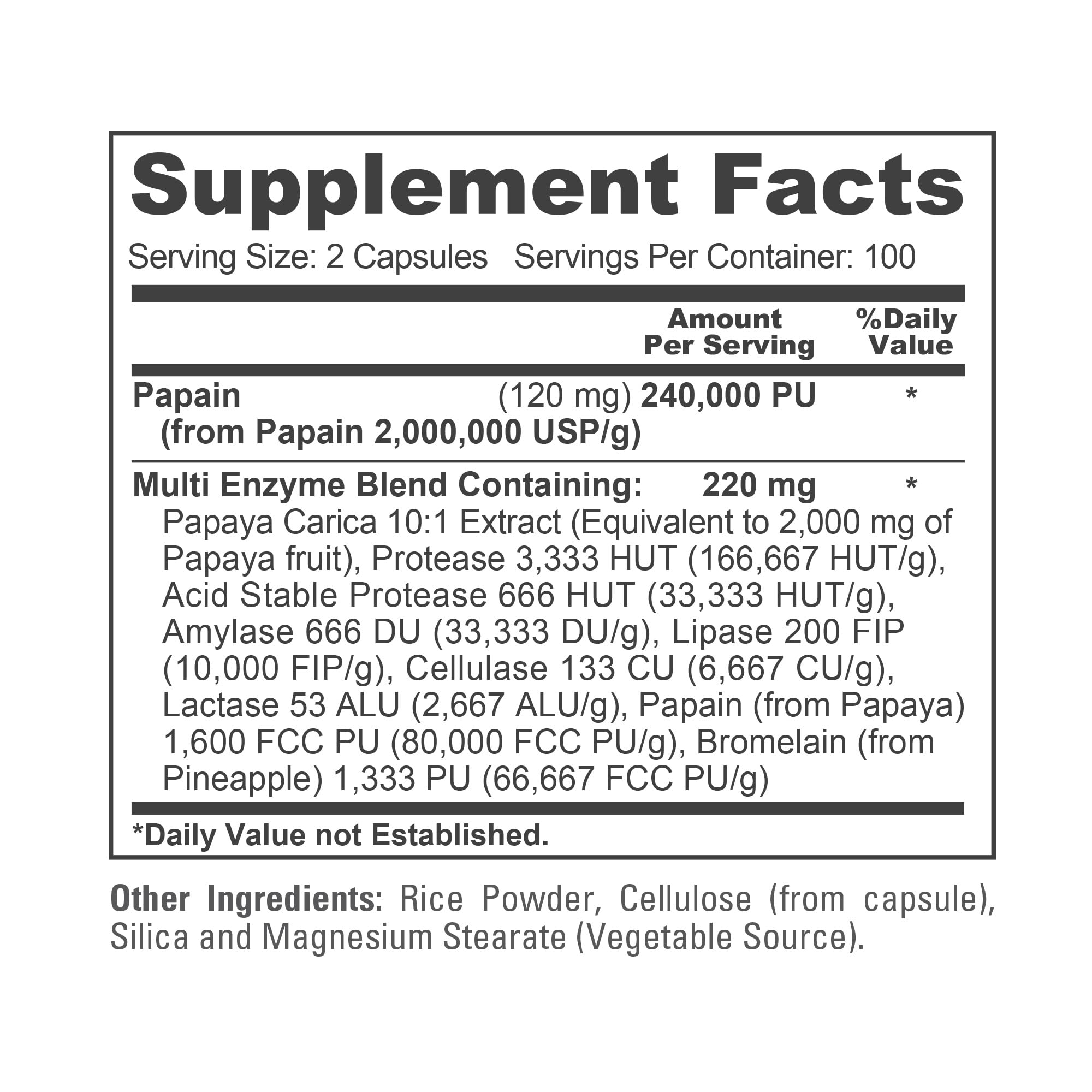 NusaPure Papaya Papain Enzyme Complex 240,000 PU - 200 Veggie Caps - Suitable for Vegetarian, Vegan Non-GMO NusaPure buy supplements canada