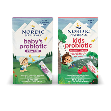 Nordic Naturals Children's Vegan Probiotic Powder Bundle - Baby’s Nordic Flora Probiotic Powder, Unflavored - 30 Packets - 4 Billion CFU Nordic Naturals buy supplements canada
