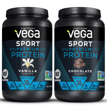 Vega Sport Premium Protein Powder Bundle, Chocolate + Vanilla, Plant Based Protein Vega buy supplements canada