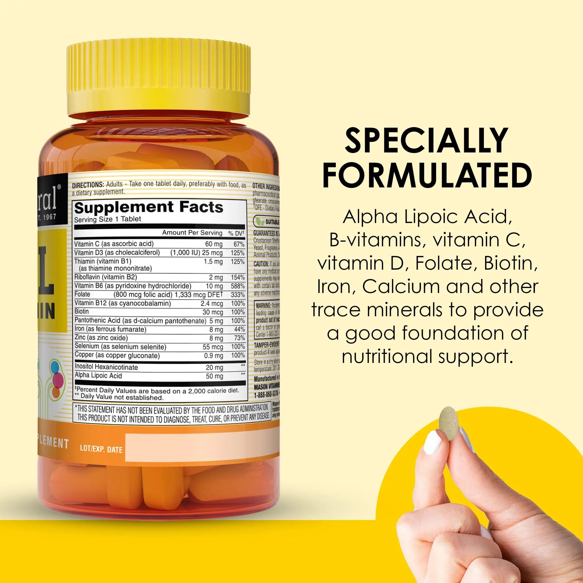 MASON NATURAL Renal Multivitamin, with ALA, Biotin, & B Vitamins for Daily Support,100 Caplets MASON NATURAL buy supplements canada
