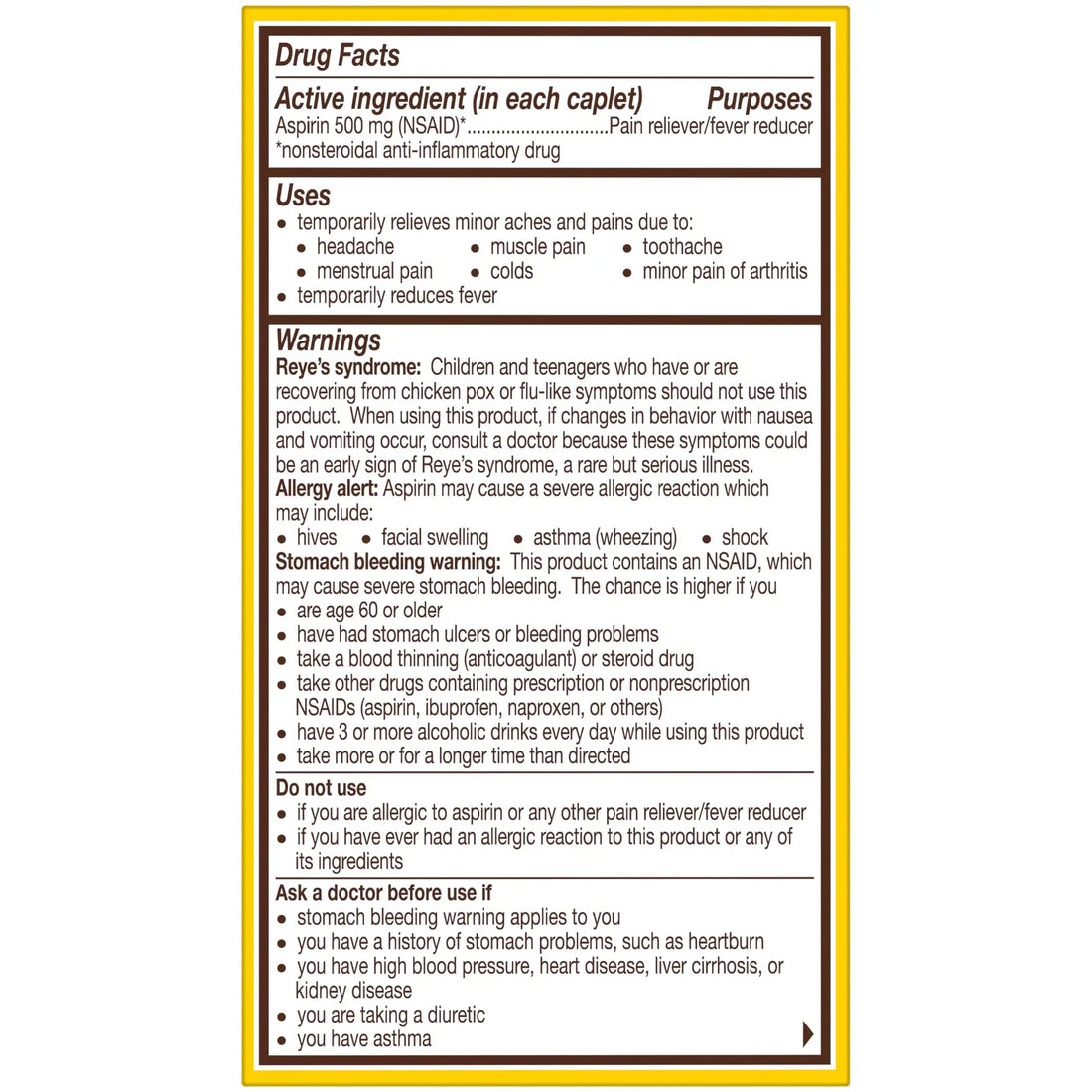 Bayer Aspirin Extra Strength, Aspirin 500mg, Pain Relief Pills, Fever Reducer and Headache Relief for Adults, 100 ct Bayer buy supplements canada