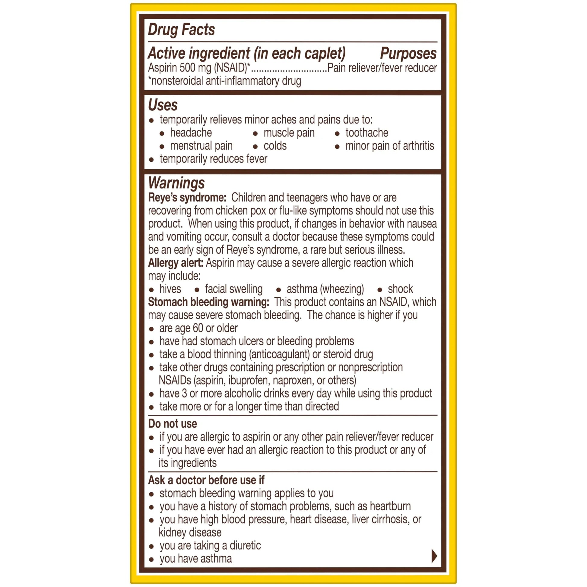 Bayer Aspirin Extra Strength, Aspirin 500mg, Pain Relief Pills, Fever Reducer and Headache Relief for Adults, 100 ct Bayer buy supplements canada