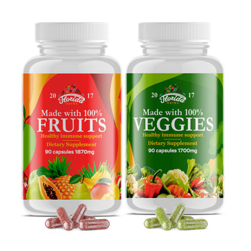 Fruits and Vegetables Supplement - 90 Fruit and 90 Veggie Capsules - Nature Vitamins, Balance of Fruits and Veggies Supports Energy Balance, Soy Free, Vegan Capsules - 90 Count (Pack of 2) FLORIDA HERBS buy supplements canada