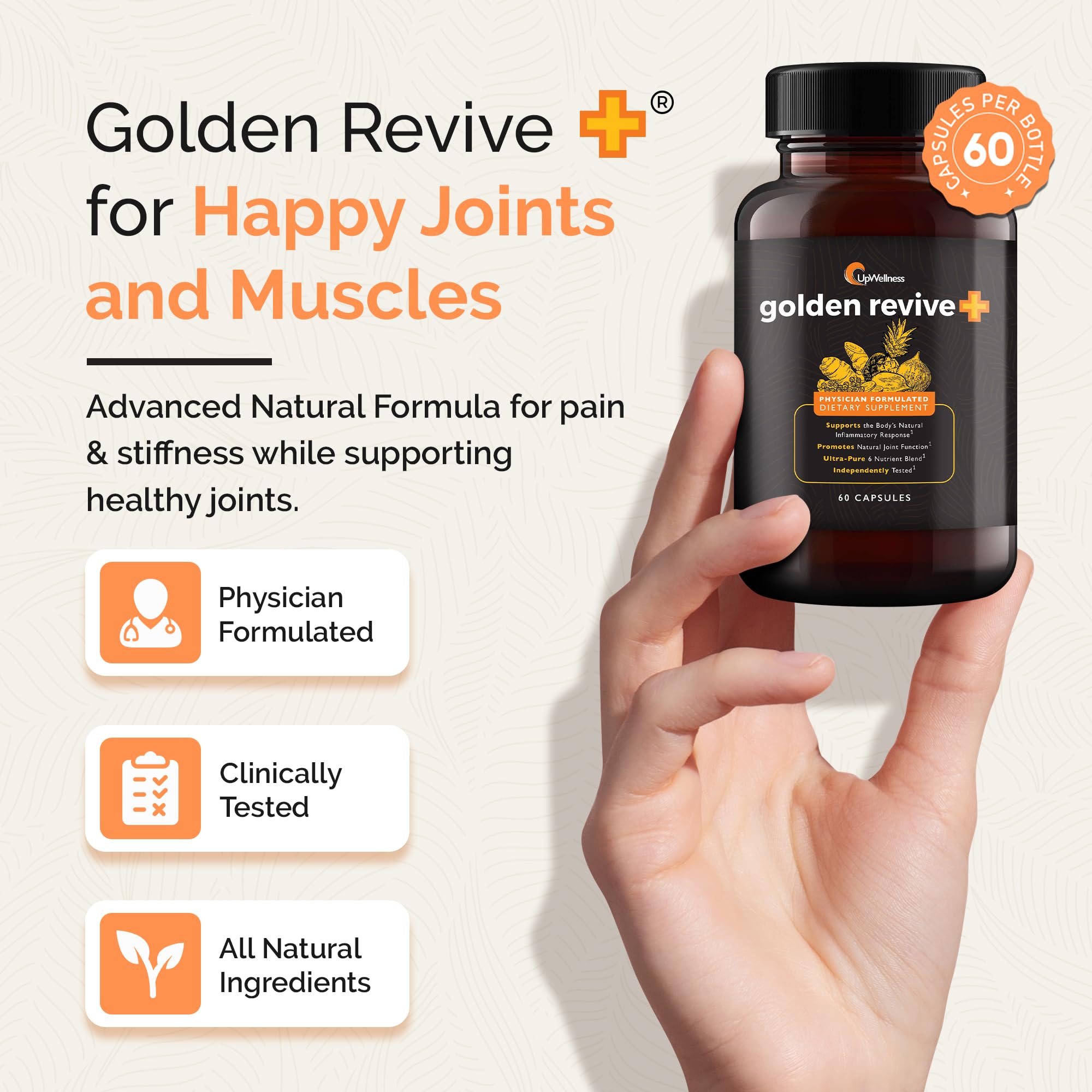 UpWellness Golden Revive + Joint Support Supplement Featuring Turmeric with Black Pepper, Quercetin, and Magnesium- Turmeric Boswellia Supplement - 6 Active Ingredients - 60 Capsules, 5 Pack UpWellness buy supplements canada