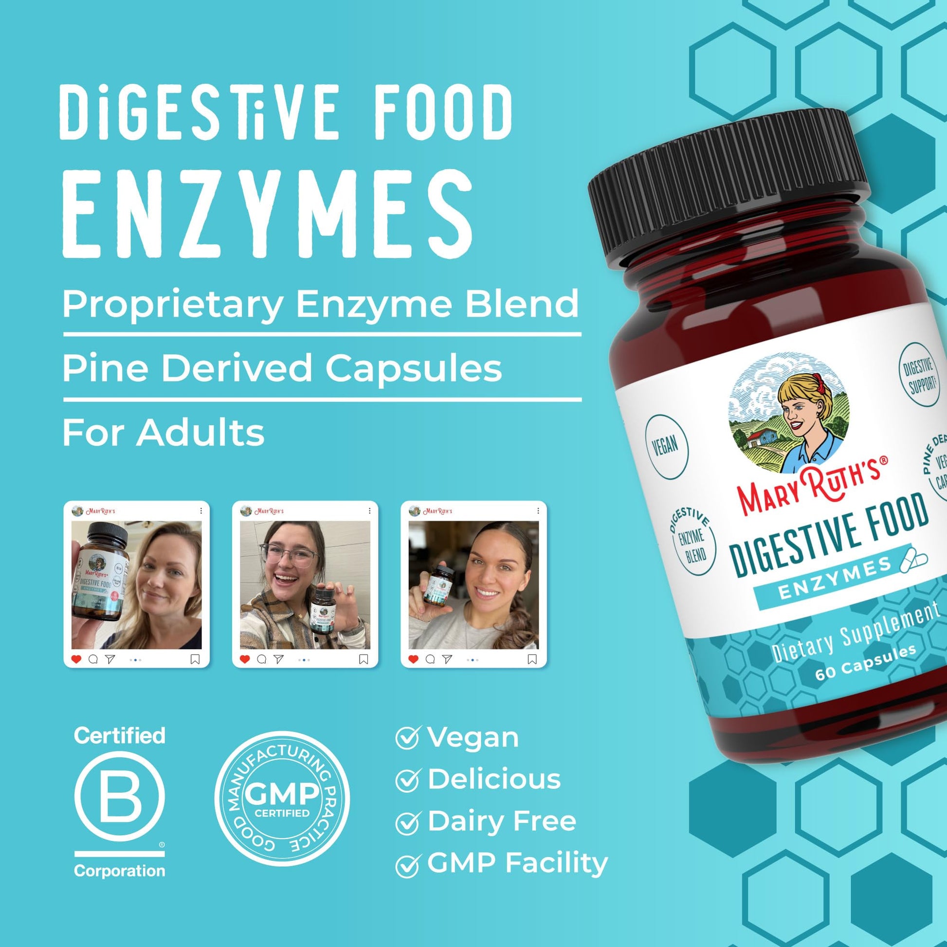 MaryRuth Organics Digestive Enzymes | Up to 2 Month Supply | Vegan Digestive Health Aid and Gut Health Enzyme Complex | Over 12 Enzymes | Vitamins B6 & B12 MARYRUTH'S buy supplements canada