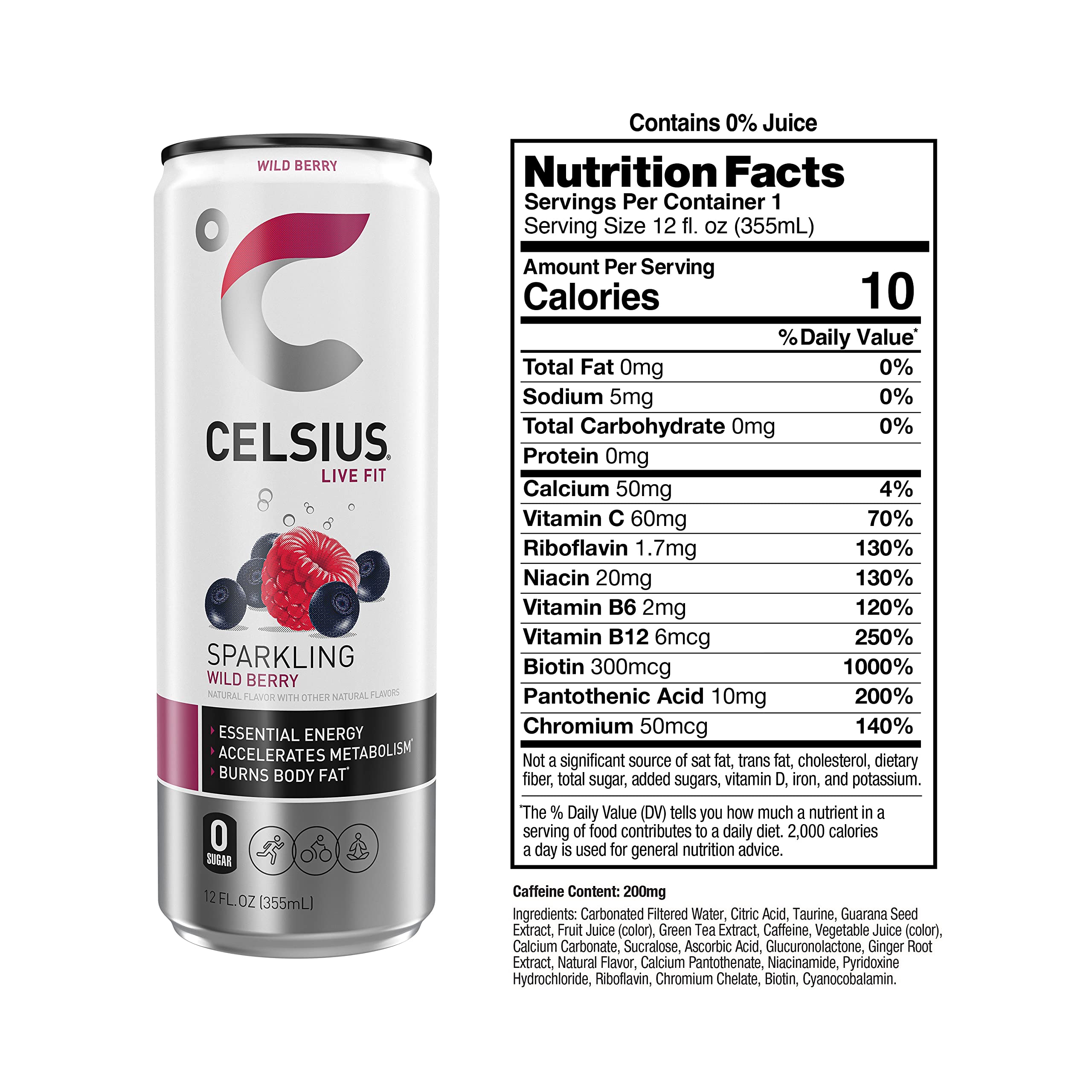 CELSIUS Sparkling Wild Berry, Functional Essential Energy Drink 12 Fl Oz (Pack of 12) CELSIUS buy supplements canada