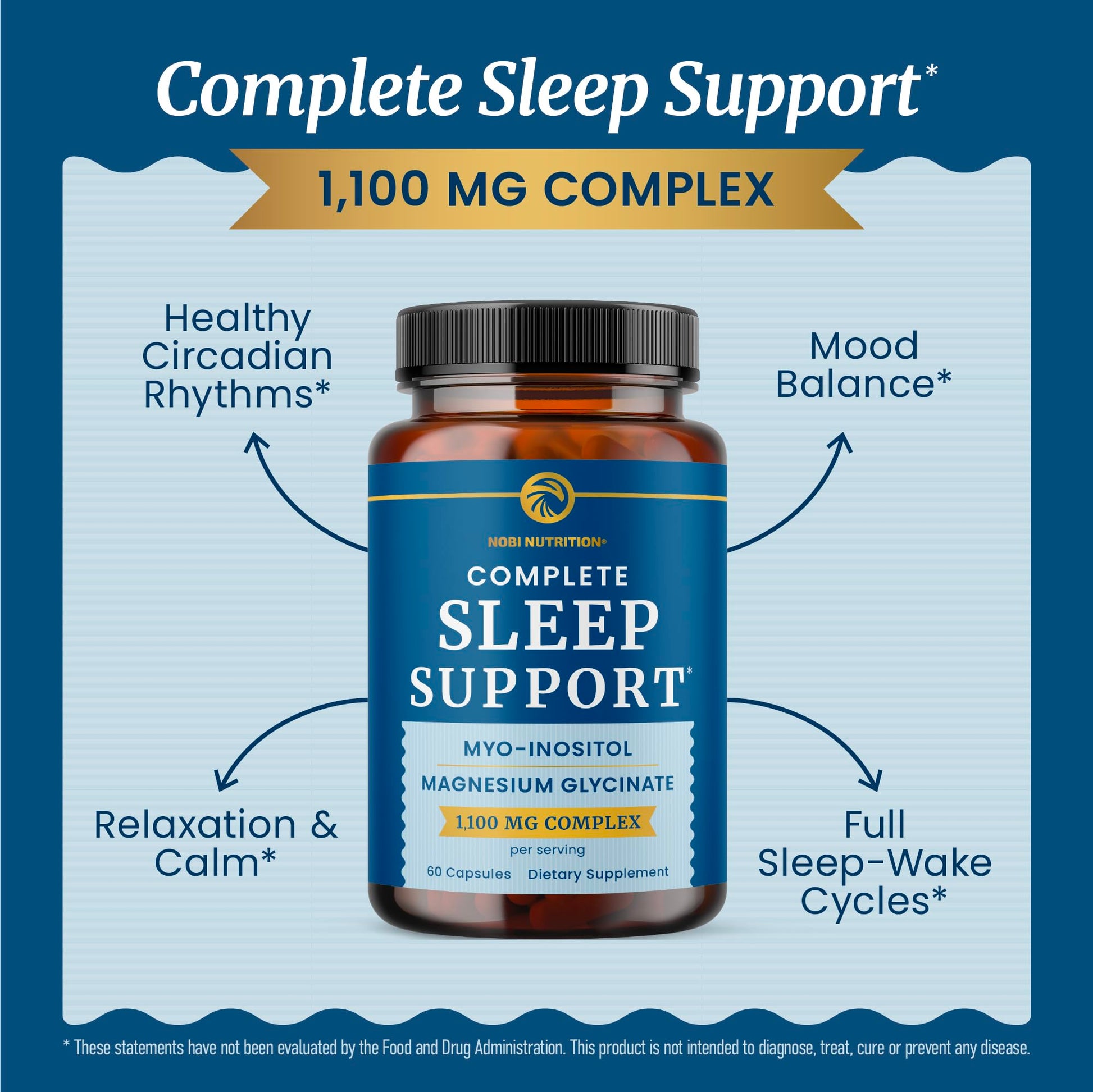 Complete Sleep Support | Myo Inositol + Magnesium Glycinate | Restful Sleep & Relaxation Support | 1100MG Complex | Melatonin-Free, Non-GMO | Inositol Supplement with Magnesium-Glycinate | 60 Ct Nobi Nutrition buy supplements canada
