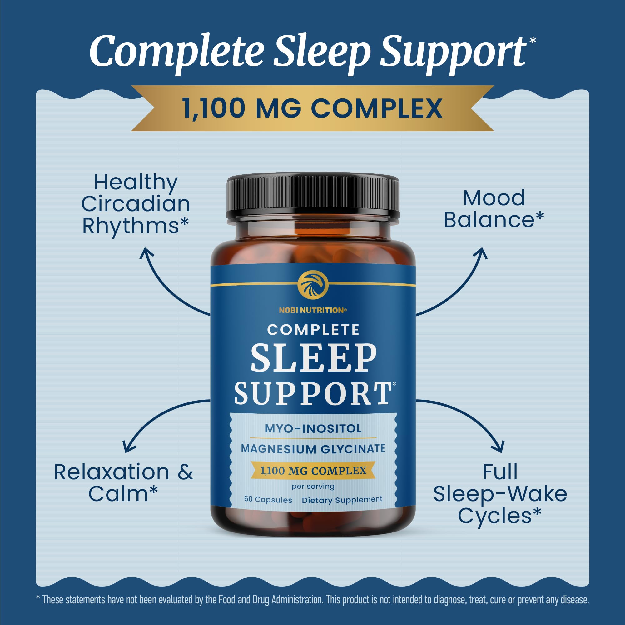 Complete Sleep Support | Myo Inositol + Magnesium Glycinate | Restful Sleep & Relaxation Support | 1100MG Complex | Melatonin-Free, Non-GMO | Inositol Supplement with Magnesium-Glycinate | 60 Ct Nobi Nutrition buy supplements canada