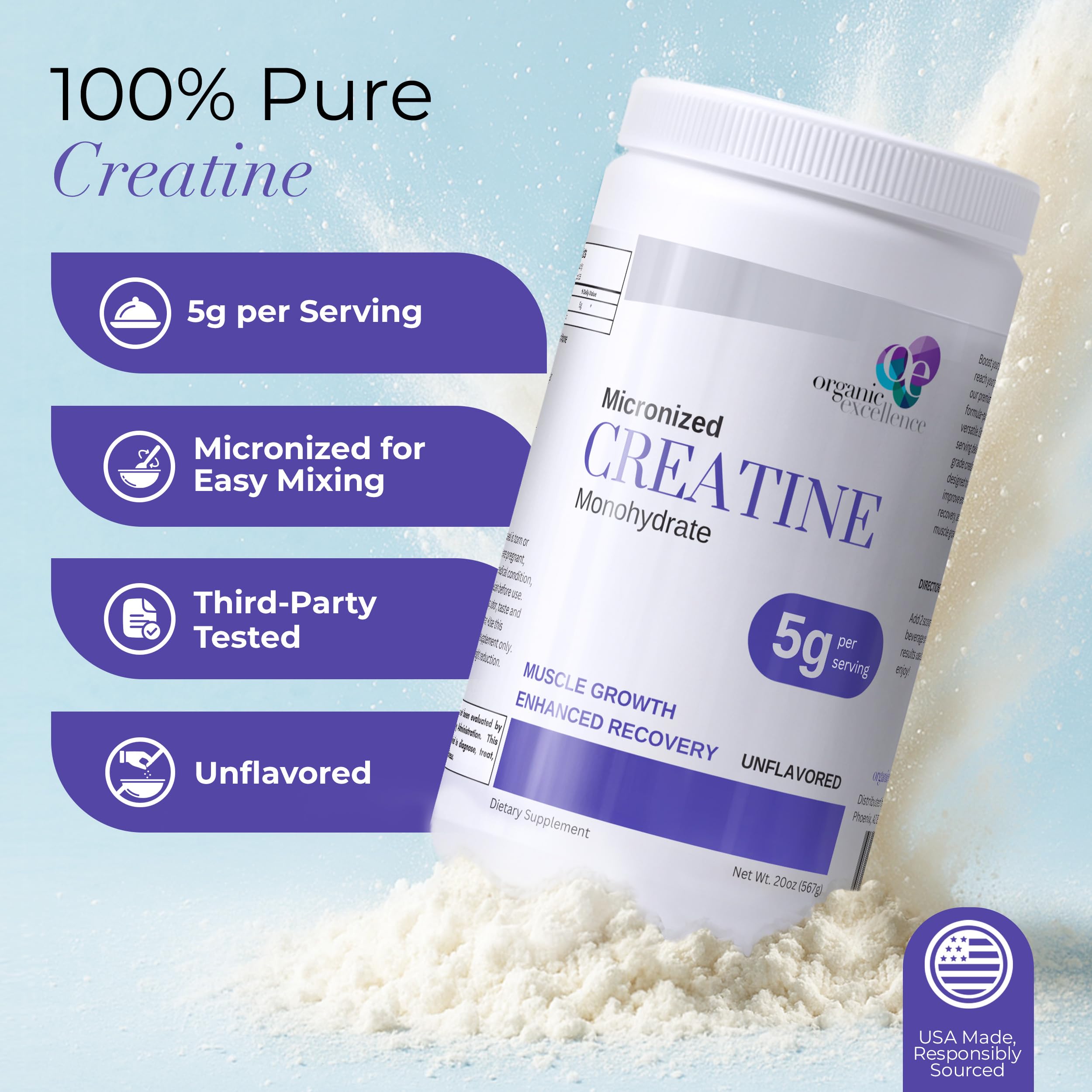 Organic Excellence Creatine Monohydrate – Micronized Creatine Powder for Muscle Growth, Strength & Recovery – Unflavored, 115 Servings Organic Excellence buy supplements canada