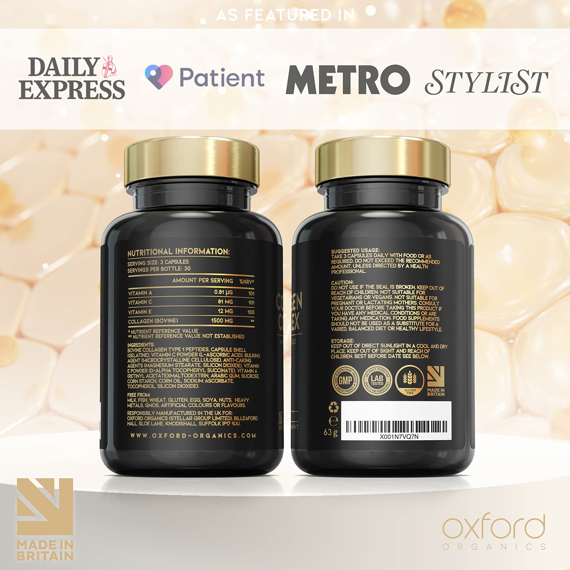 Advanced Collagen Complex | 1593mg Vitamin Boosted Complex for Glowing Hair, Skin & Nails Oxford Organics buy supplements canada
