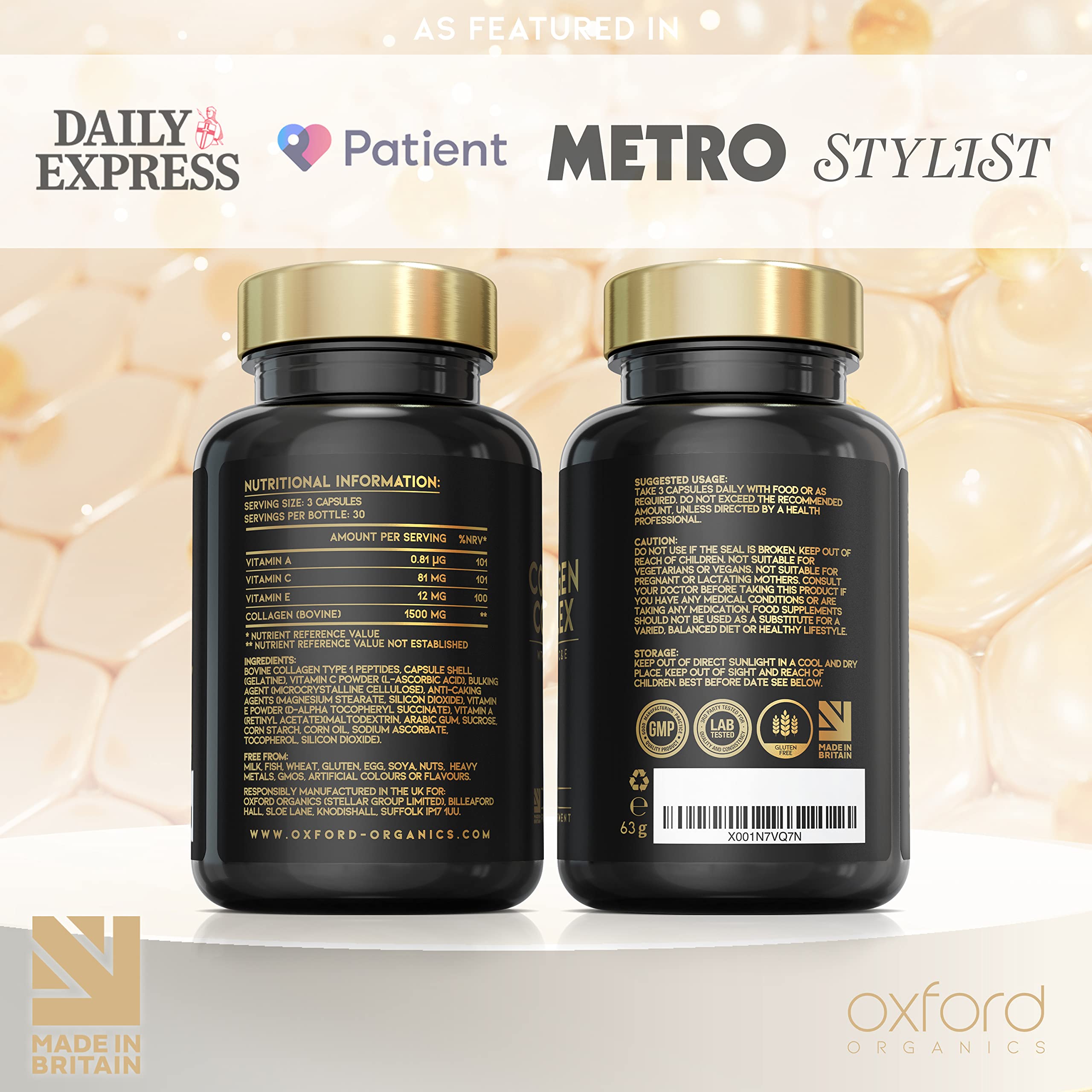 Advanced Collagen Complex | 1593mg Vitamin Boosted Complex for Glowing Hair, Skin & Nails Oxford Organics buy supplements canada