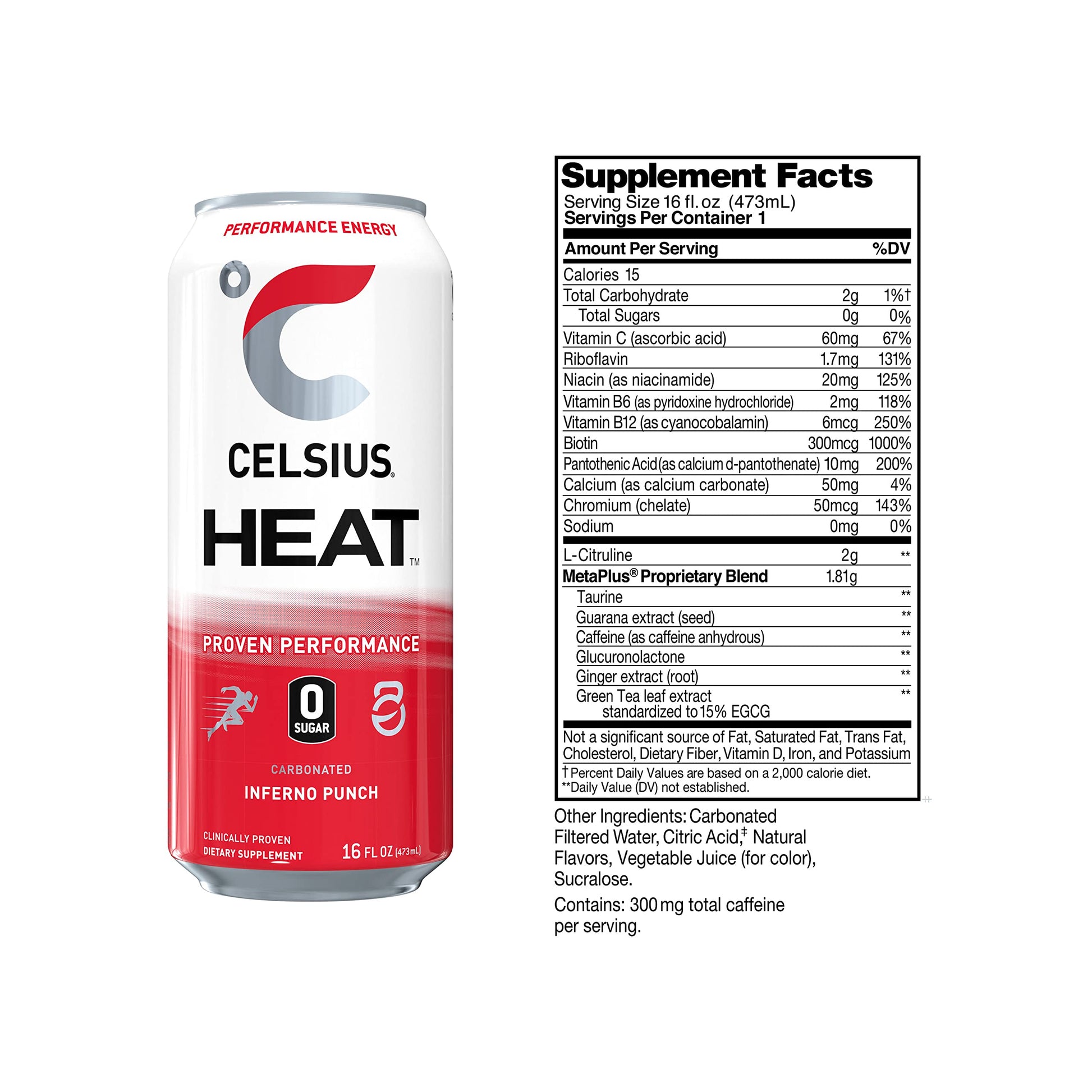 CELSIUS HEAT Inferno Punch Performance Energy Drink, Zero Sugar, 16oz. Can (Pack of 12) CELSIUS buy supplements canada