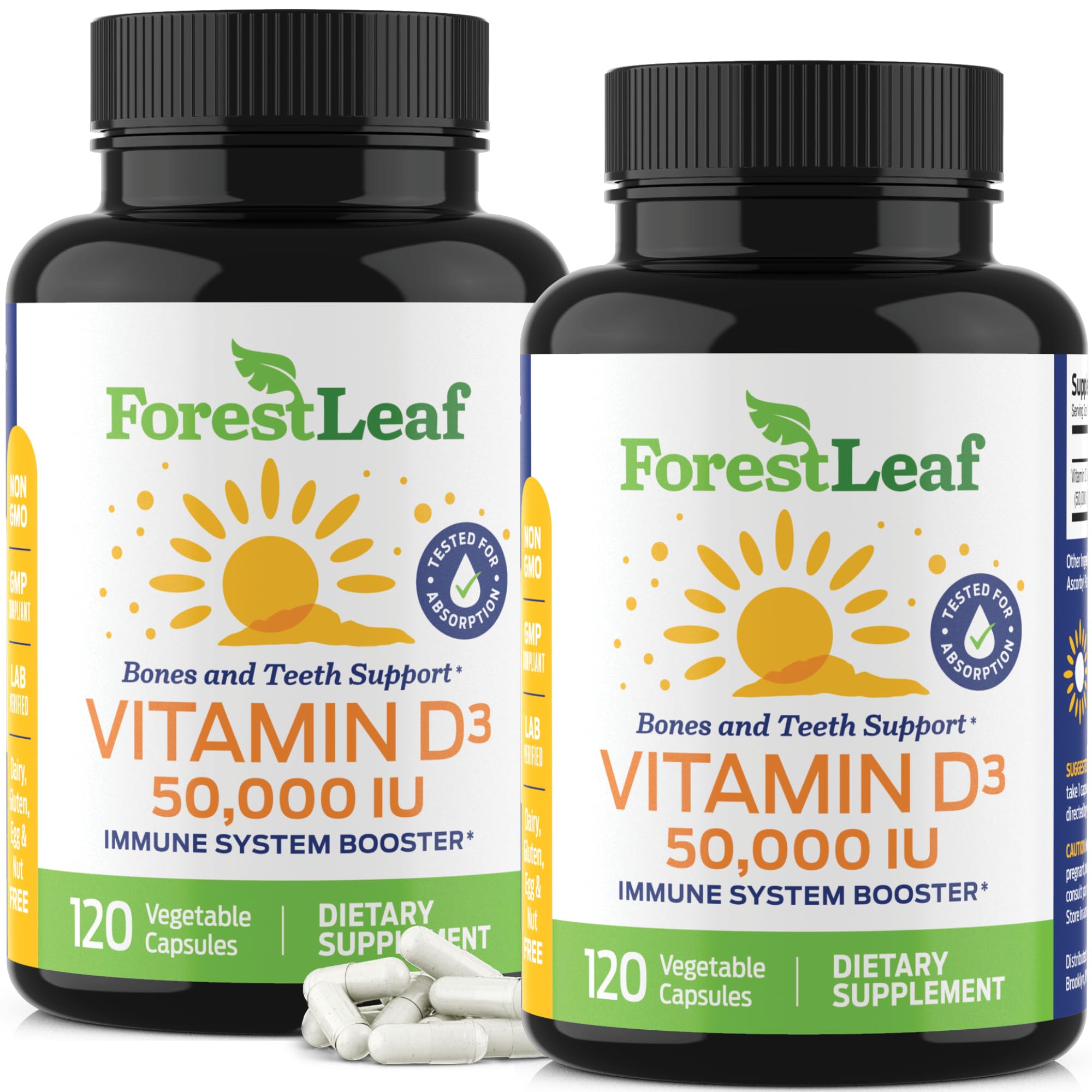 ForestLeaf - Vitamin D3 IU Weekly Supplement - (50,000 IU - 120 Count - 2 Pack) ForestLeaf buy supplements canada