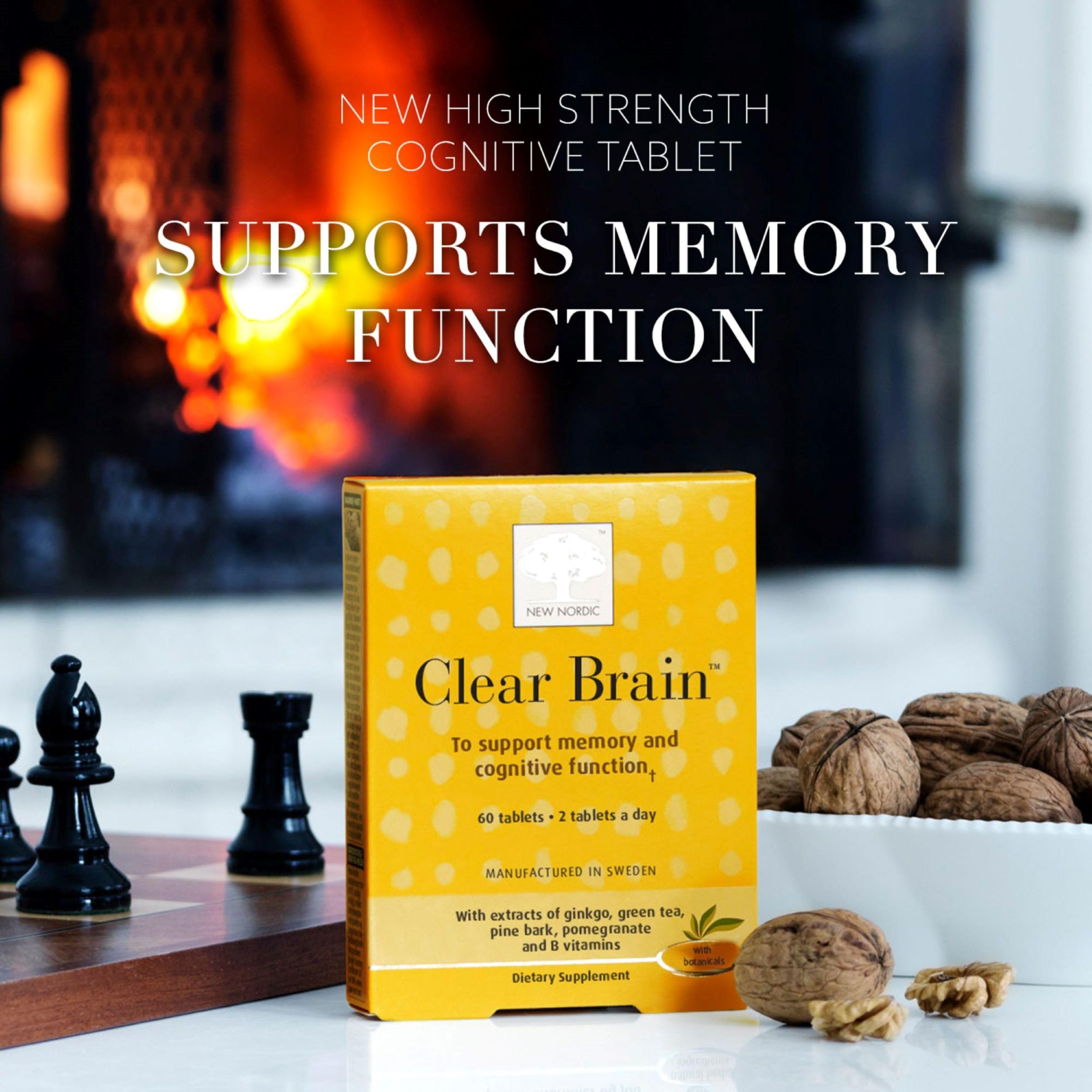 New Nordic Clear Brain Tablets, Supports Normal Cognitive Health and Memory, with Green Tea and Walnut, Swedish Made, 60 Count (Pack of 1) NEW NORDIC buy supplements canada