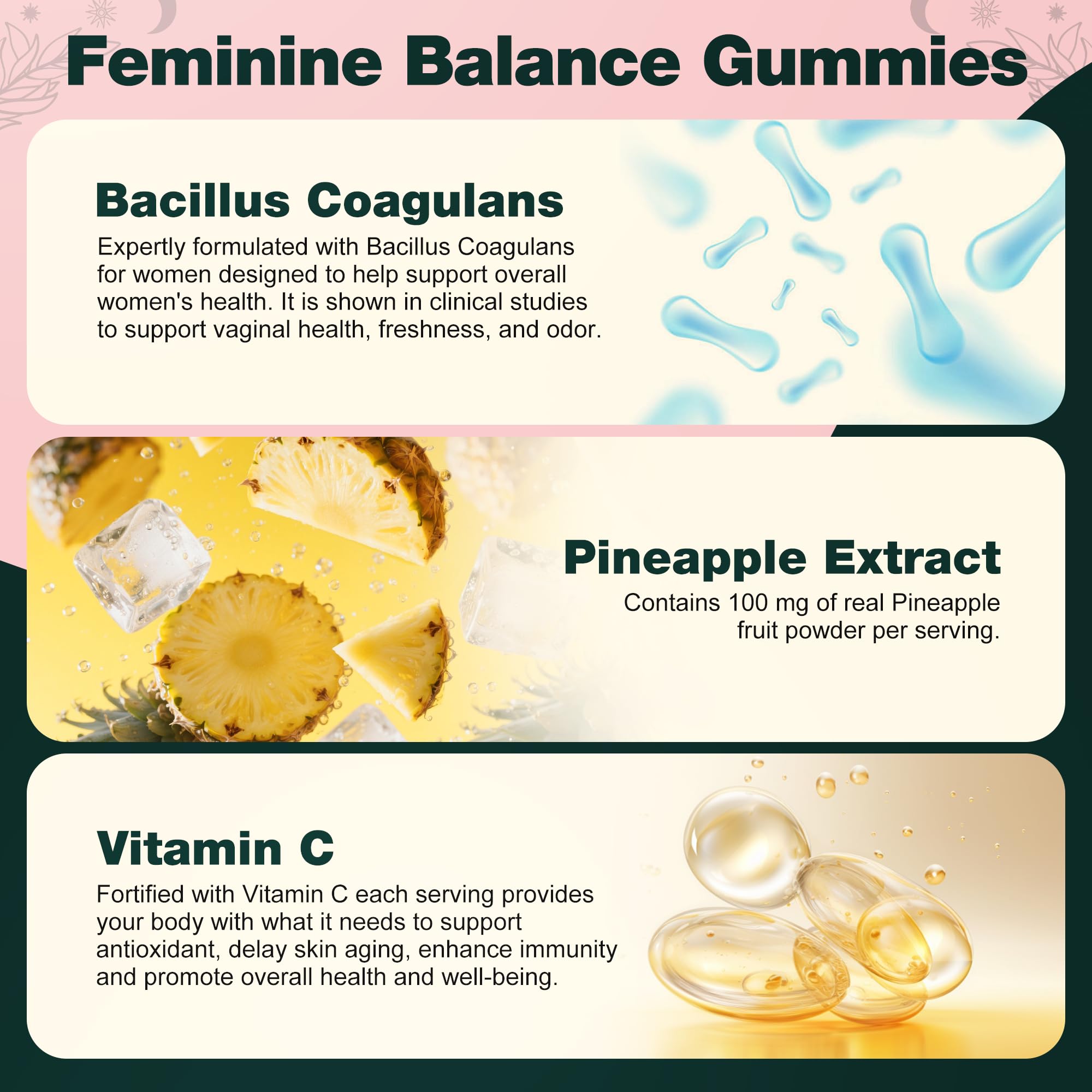 Oneoo Feminine Balance Gummies - Premium Balance Gummies for Women's pH Health, Feminine Gummy for Immune & Energy Support, Vegan, Gluten-Free, Hawaiian Pineapple, 60 Count Oneoo buy supplements canada