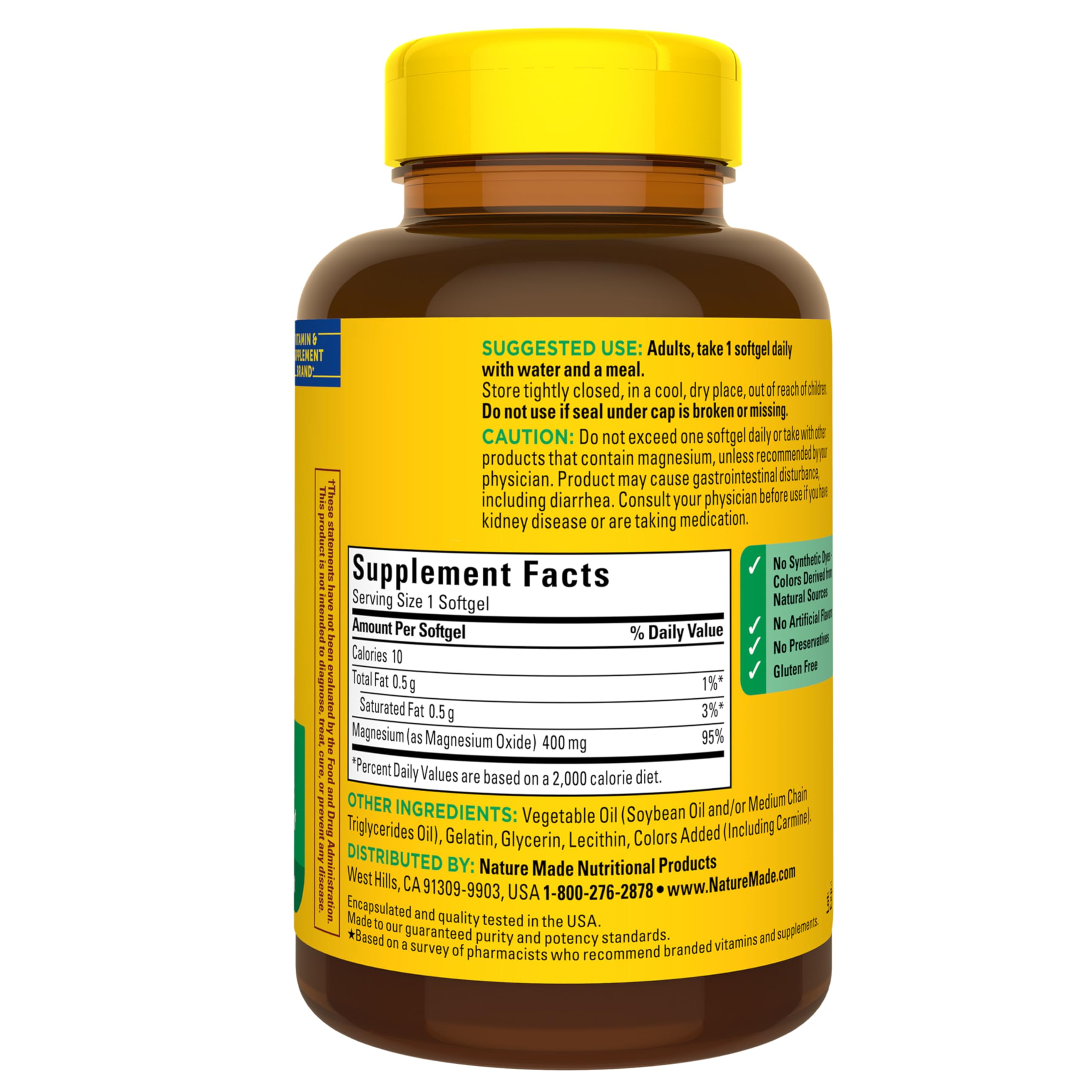 Nature Made Magnesium Oxide 400 mg Softgels, Extra Strength Magnesium Supplements for Men and Women, Support for Muscle, Nerve, Bone and Heart, 110 Day Supply Nature Made buy supplements canada