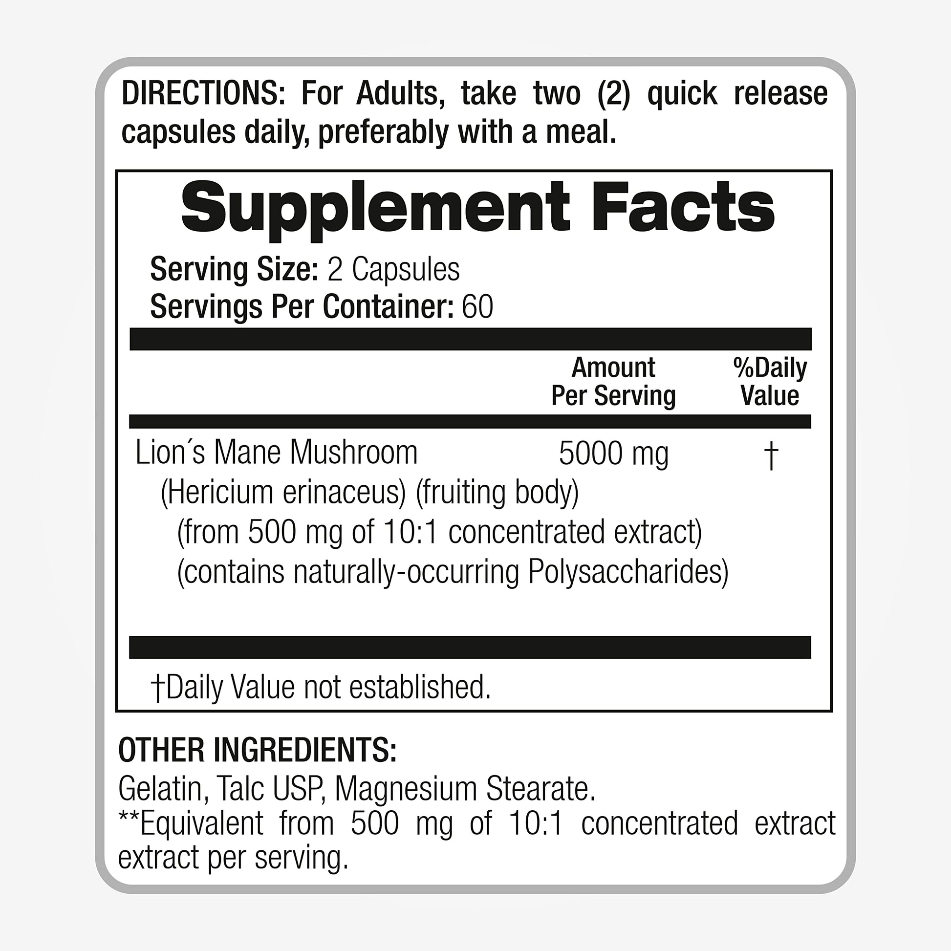 Lab | Lions Mane | 5000 mg per Serving | 120 Capsules | lions mane supplement | lions mane FITO MEDIC'S buy supplements canada