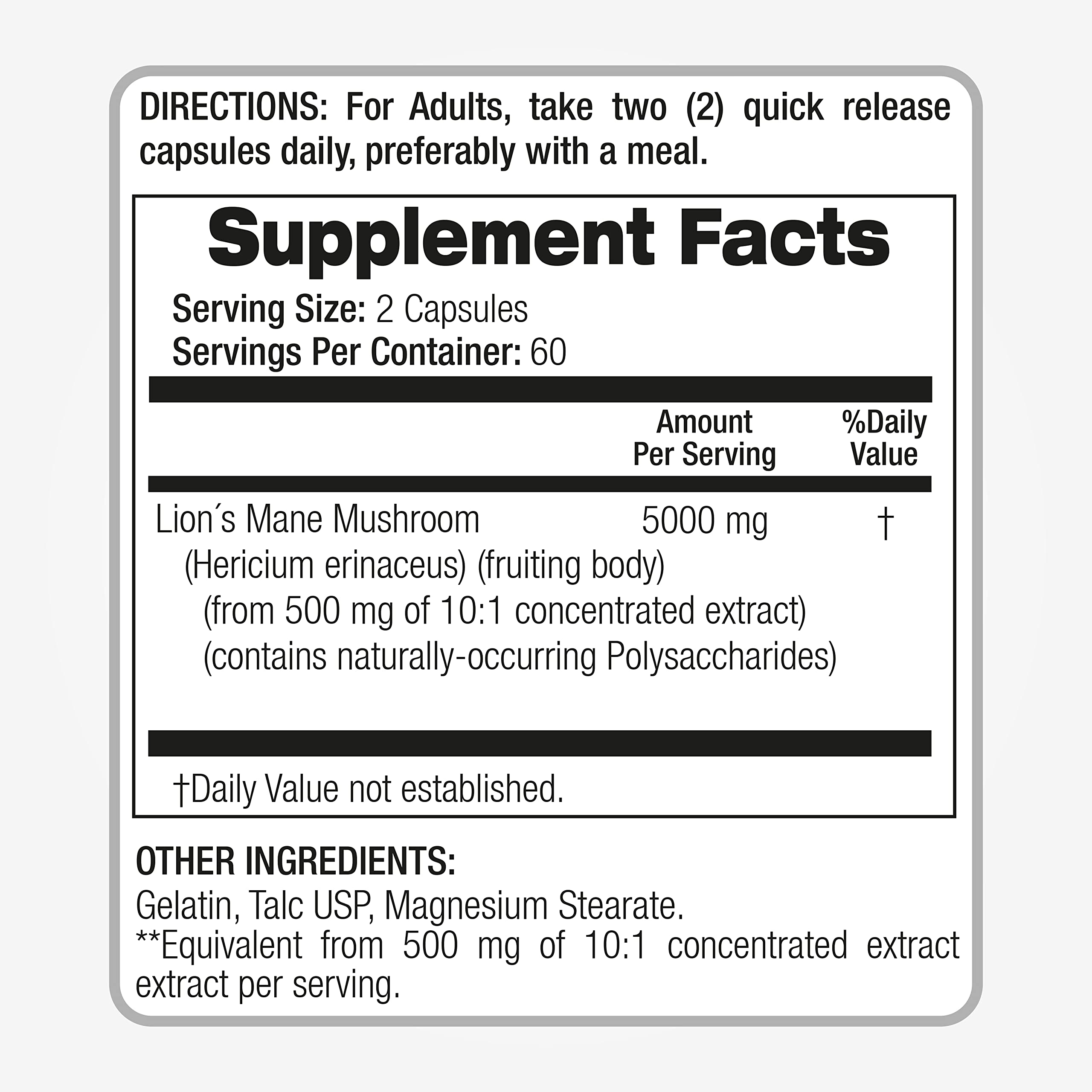 Lab | Lions Mane | 5000 mg per Serving | 120 Capsules | lions mane supplement | lions mane FITO MEDIC'S buy supplements canada