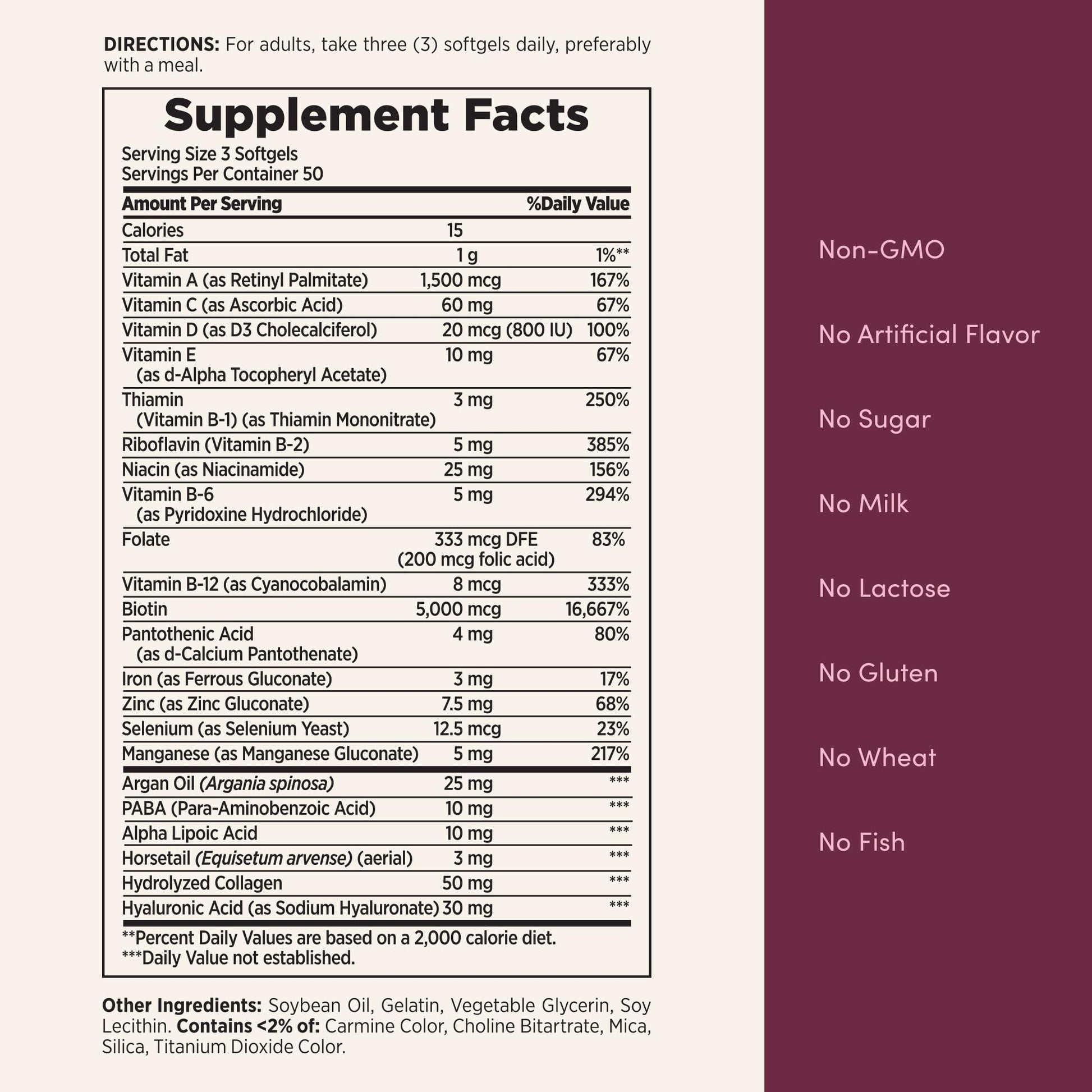 Nature's Bounty Advanced Hair, Skin & Nails, Argan-Infused Vitamin Supplement with Biotin and Hyaluronic Acid, 150 Rapid Release Softgels, 50 Total Servings Nature's Bounty buy supplements canada