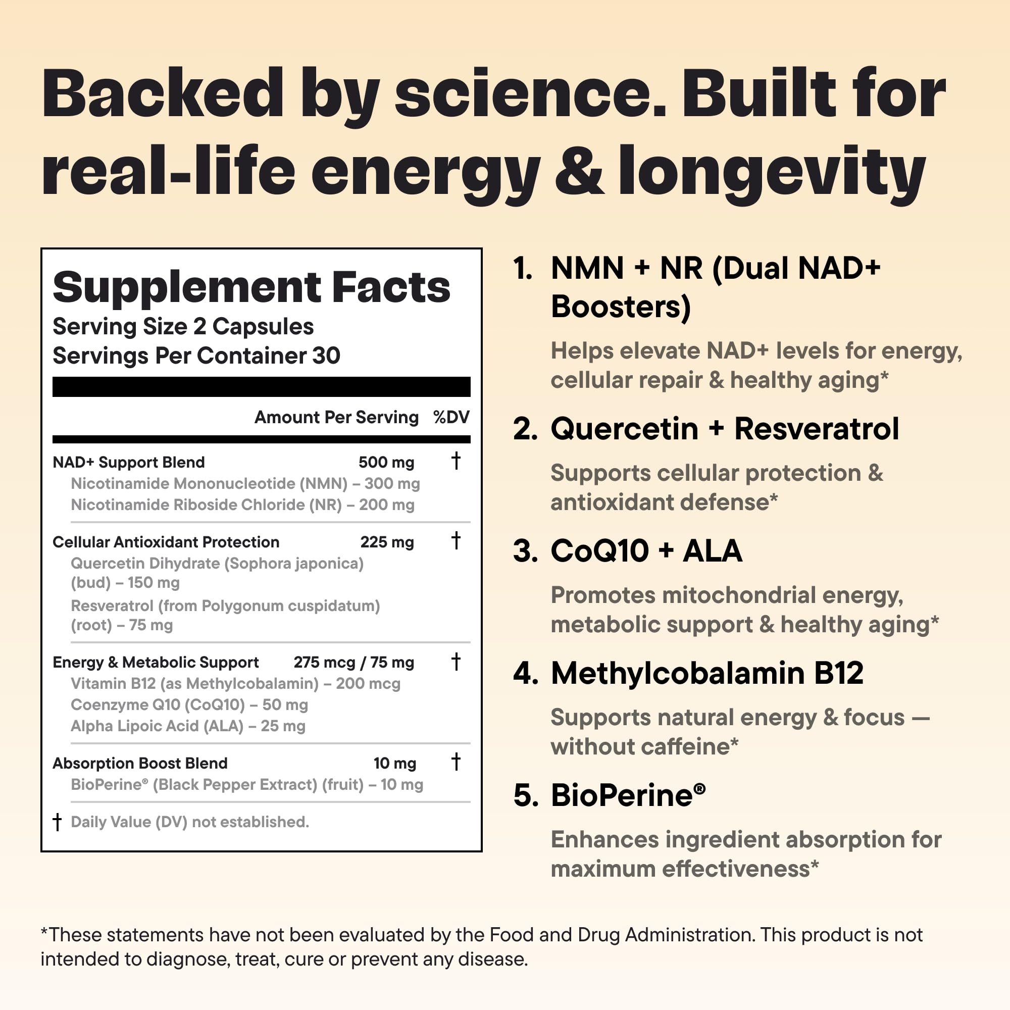 VitalForm NAD+ Supplement with NMN & Nicotinamide Riboside (NR) – Advanced Cellular Energy & Healthy Aging Complex – with Resveratrol, CoQ10, Quercetin & BioPerine – 60 Vegan Capsules VitalForm buy supplements canada