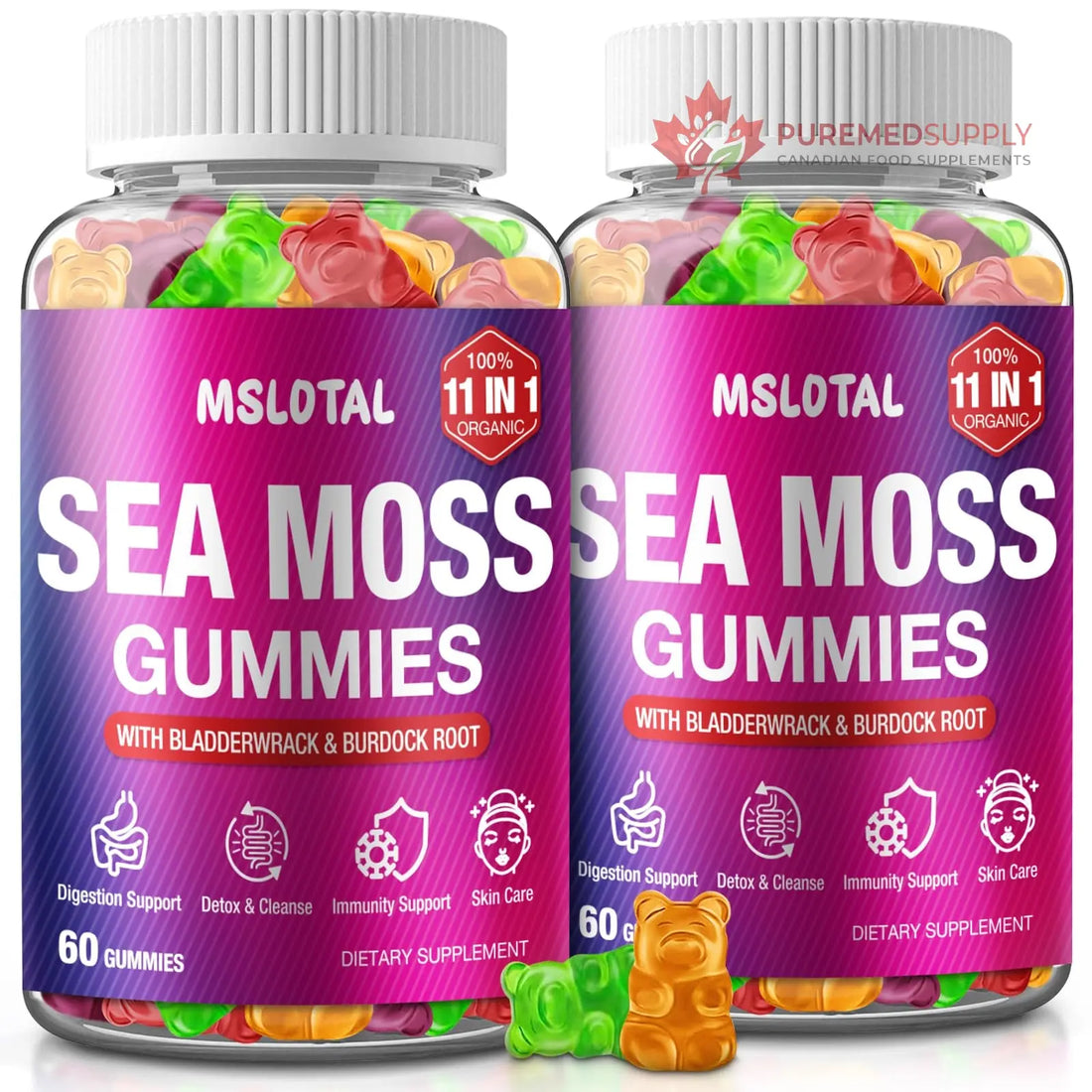 MSLOTAL Irish Sea Moss Gummies with Ashwagandha Bladderwrack and Burdock Root - Natural Irish Seamoss Supplement for Thyroid, Energy, Immune Support - 60 Vegan Gummy MSLOTAL buy supplements canada