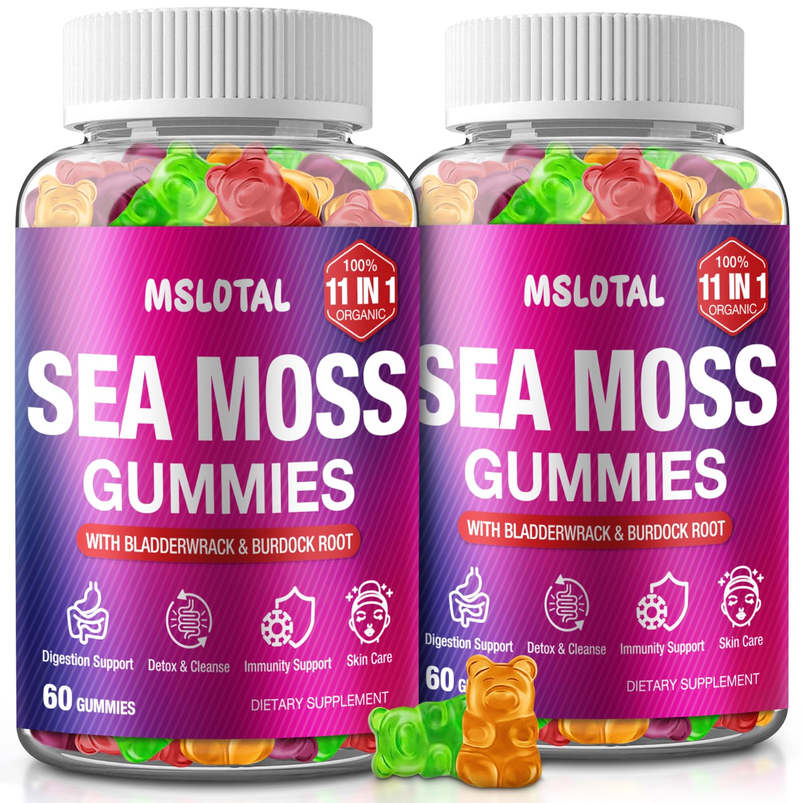 MSLOTAL Irish Sea Moss Gummies with Ashwagandha Bladderwrack and Burdock Root - Natural Irish Seamoss Supplement for Thyroid, Energy, Immune Support - 60 Vegan Gummy MSLOTAL buy supplements canada