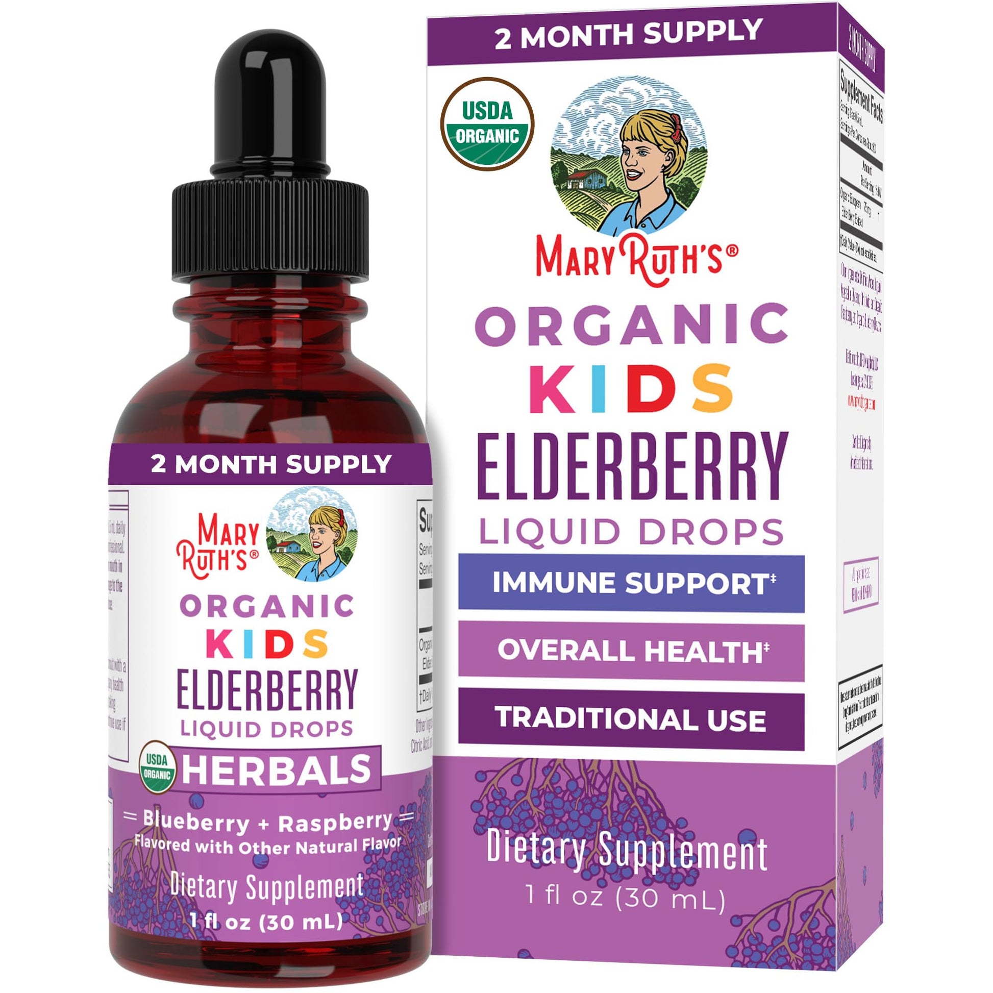 MaryRuth Organics USDA Organic Elderberry Liquid Drops for Kids | Vegan Elderberry Extract Organic Glycerin | Immune Support Supplement | Overall Health | Formulated for Ages 4-13 | 1oz MARYRUTH'S buy supplements canada
