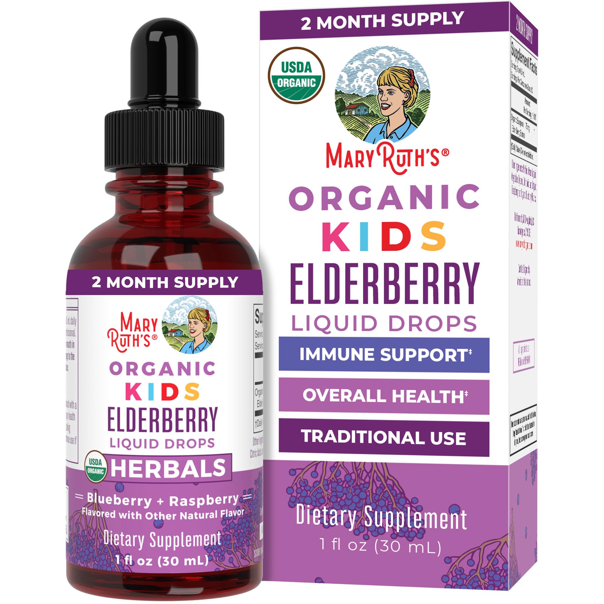 MaryRuth Organics USDA Organic Elderberry Liquid Drops for Kids | Vegan Elderberry Extract Organic Glycerin | Immune Support Supplement | Overall Health | Formulated for Ages 4-13 | 1oz MARYRUTH'S buy supplements canada