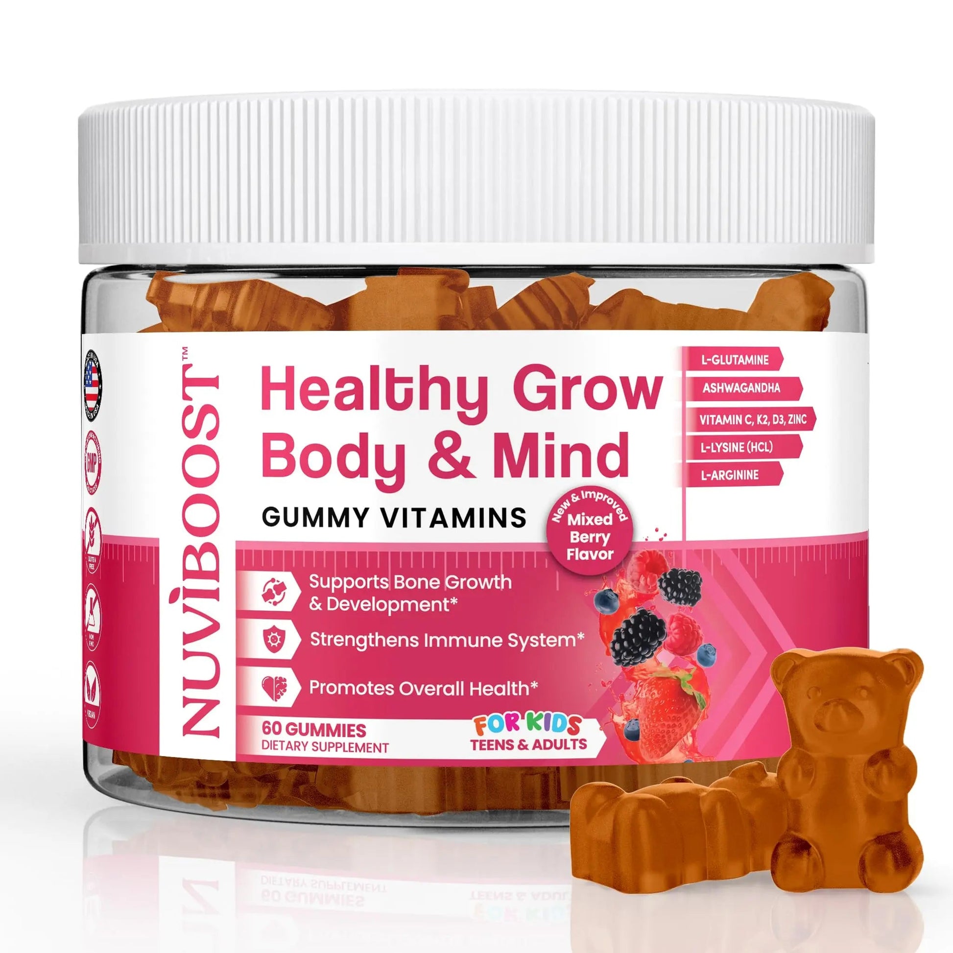 NUVIBOOST Healthy Grow Height Growth Gummies Rich in Calcium, Vitamins C, D3, K2, L-Arginine, Ashwagandha, and Others NUVIBOOST buy supplements canada