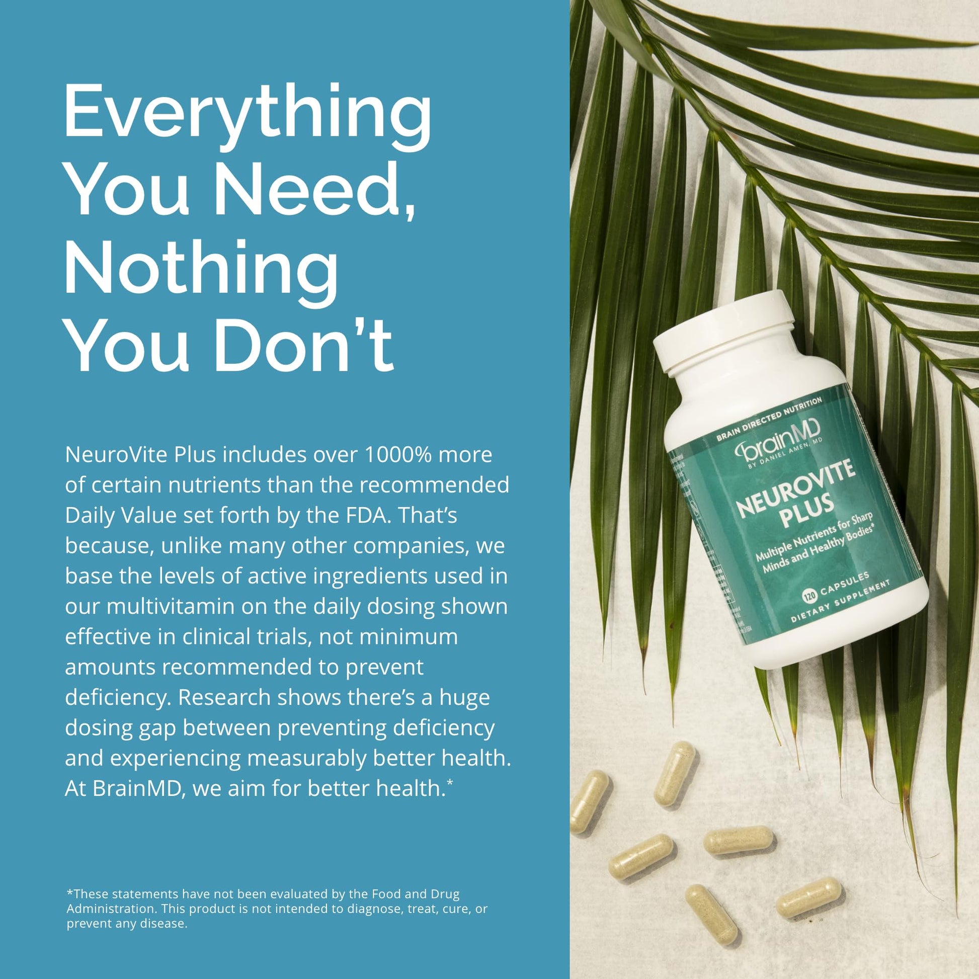 BRAINMD Dr Amen NeuroVite Plus - 120 Capsules - Multivitamin & Mineral Supplement, Enhanced with Phytonutrients, Enzymes & Whole Foods - Gluten Free - 30 Servings BRAINMD buy supplements canada