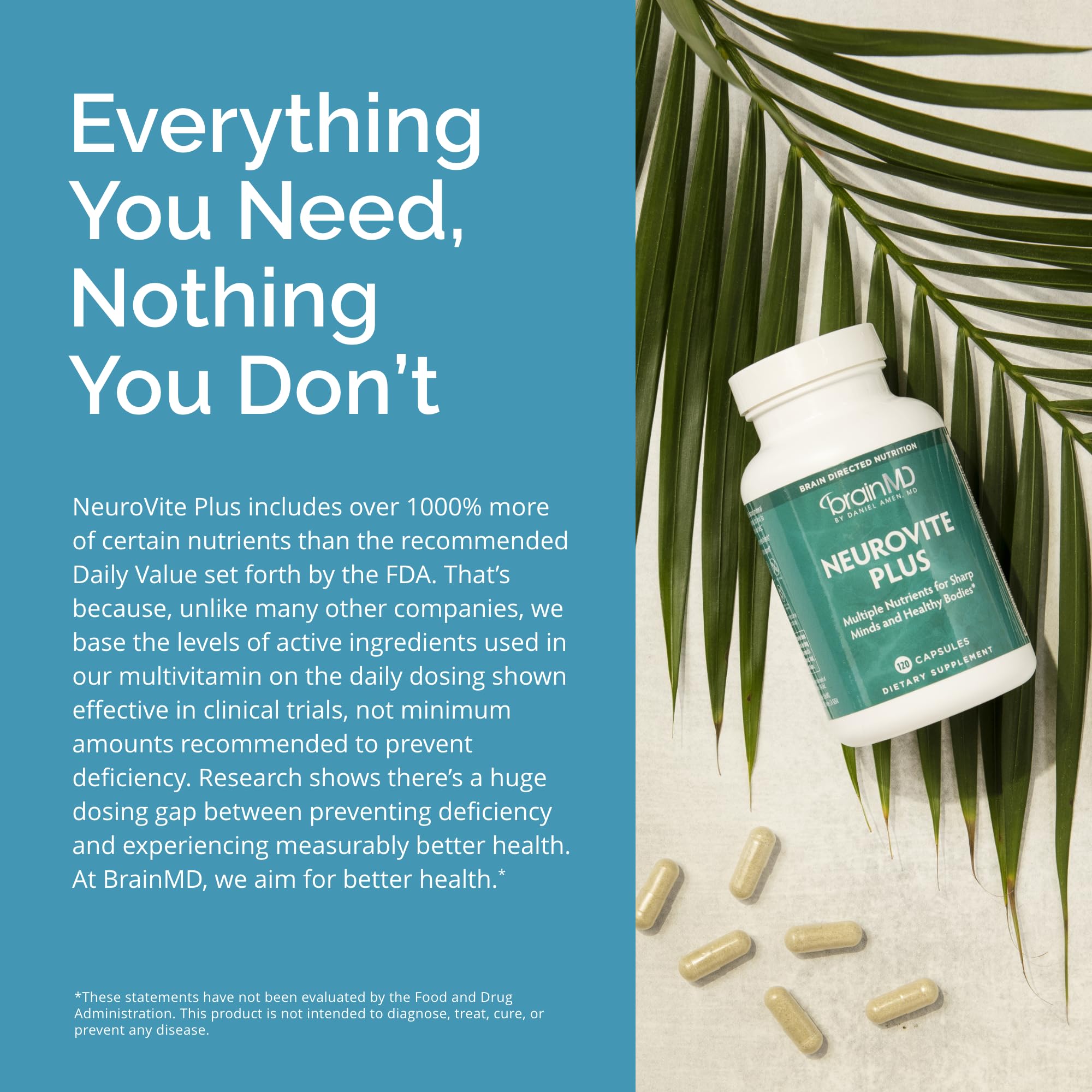BRAINMD Dr Amen NeuroVite Plus - 120 Capsules - Multivitamin & Mineral Supplement, Enhanced with Phytonutrients, Enzymes & Whole Foods - Gluten Free - 30 Servings BRAINMD buy supplements canada