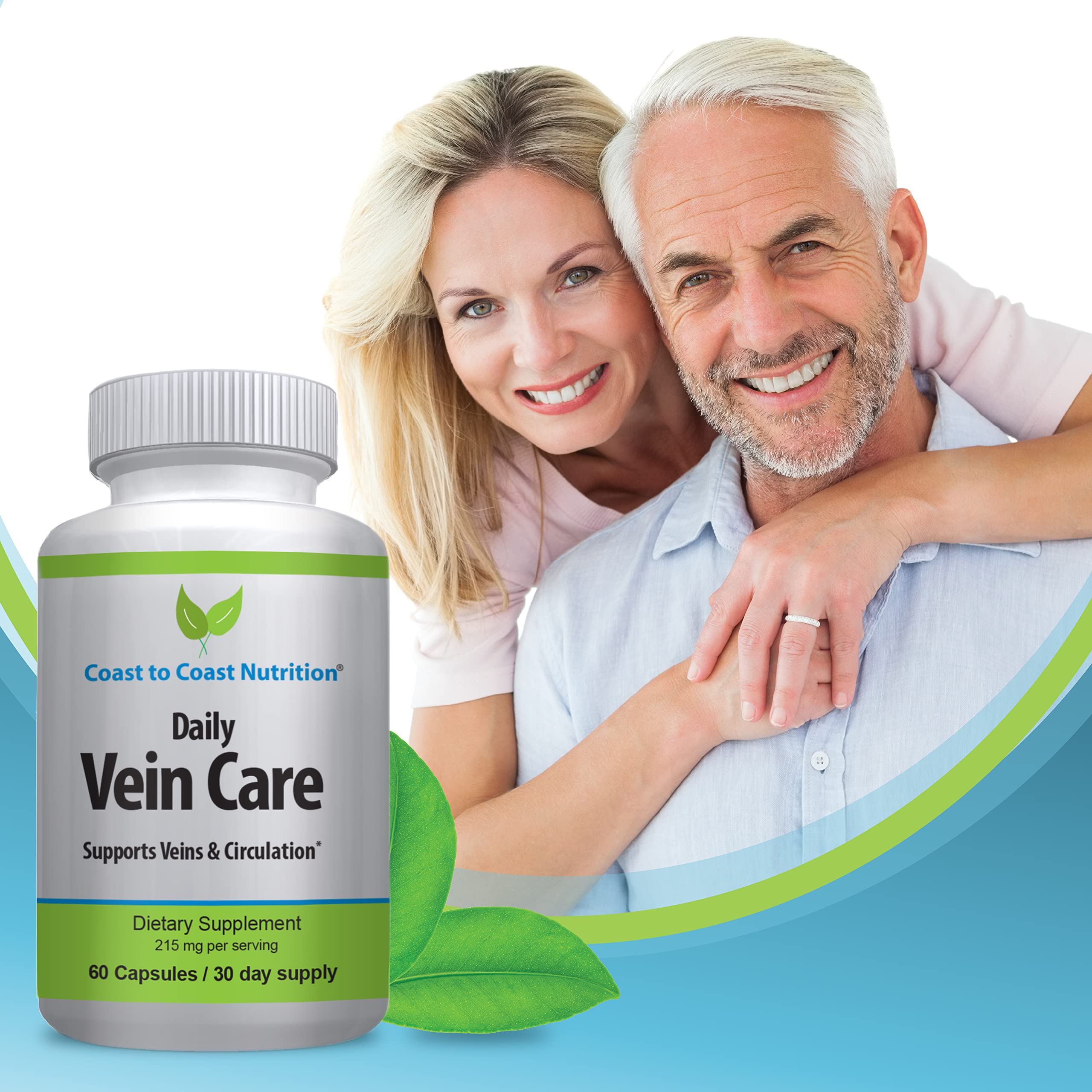 Coast to Coast Nutrition Daily Vein Care Supplement Capsules — Circulation Formula with a Natural Blend of Calcium, Vitamin D3, Vitamin K2 Plus BioPerine for Max Absorption Vein Formula — 60 Capsules Coast to Coast Nutrition buy supplements canada