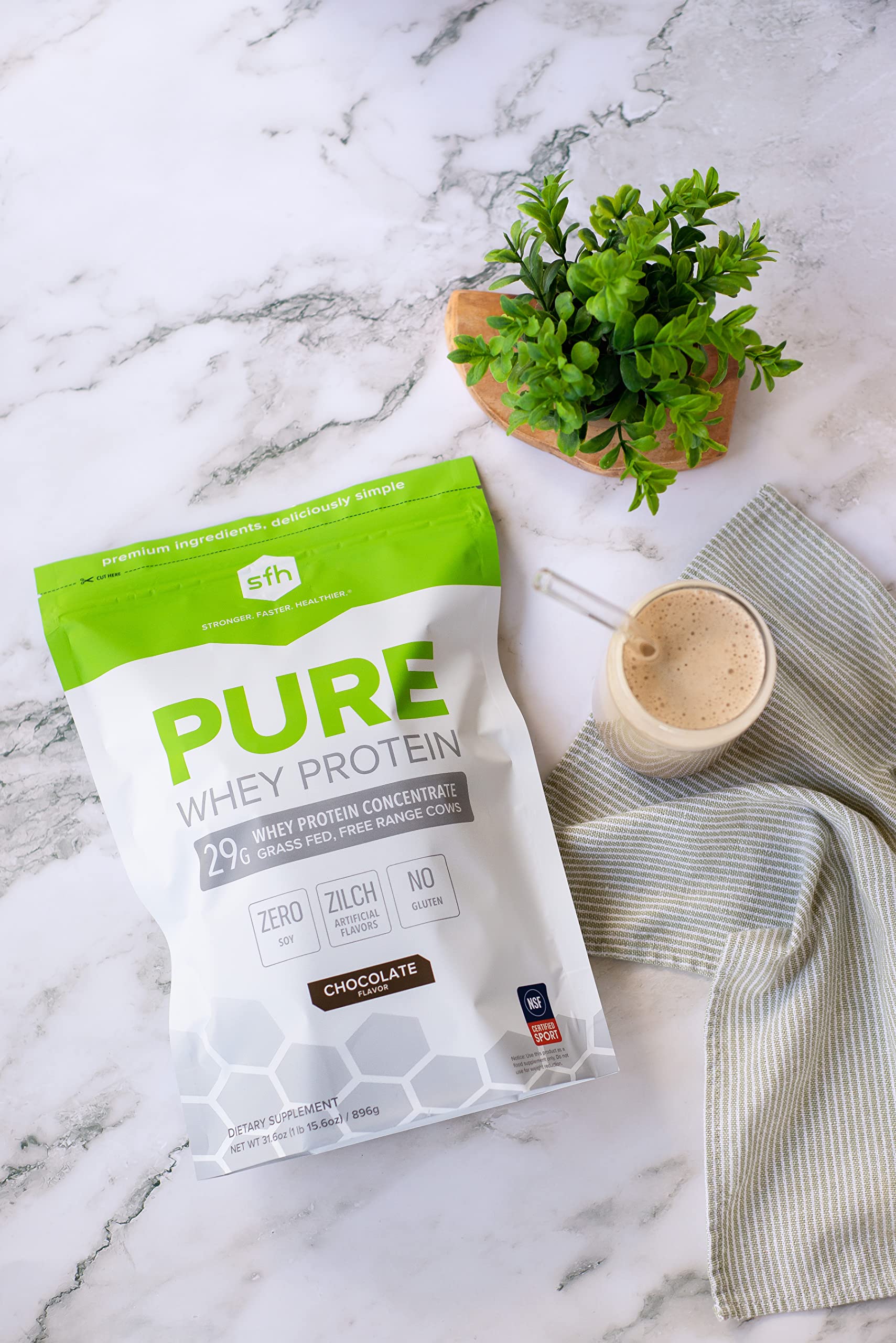 SFH Pure Whey Protein Powder (Chocolate) Best Tasting 100% Grass Fed Whey SFH buy supplements canada