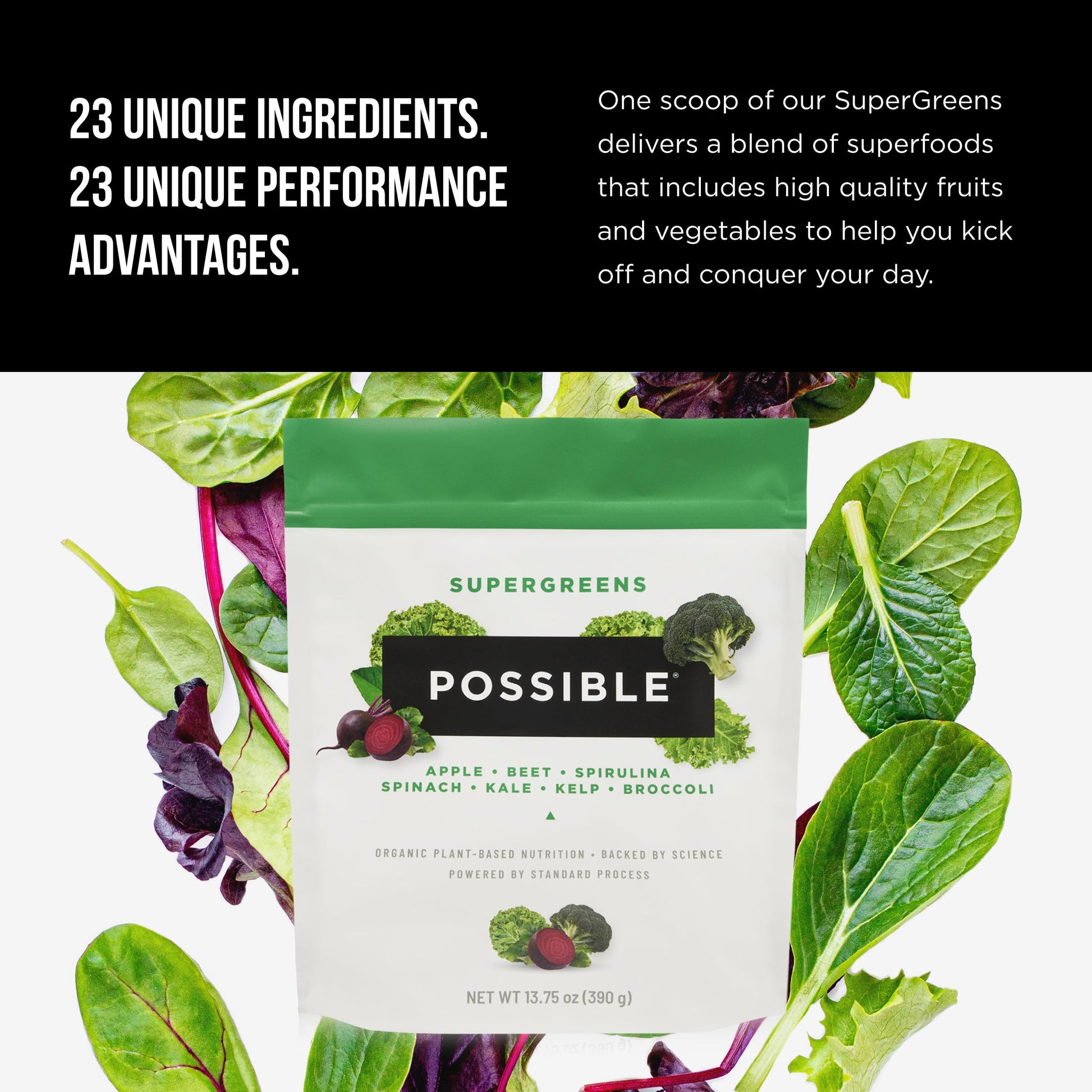 Possible SuperGreens - Potent Superfoods Blend - Plant-Based Antioxidant Support - Greens Powder Supplement & Drink Mix - Non-GMO, Vegan & Gluten-Free - SuperGreens (30 Servings) Possible buy supplements canada