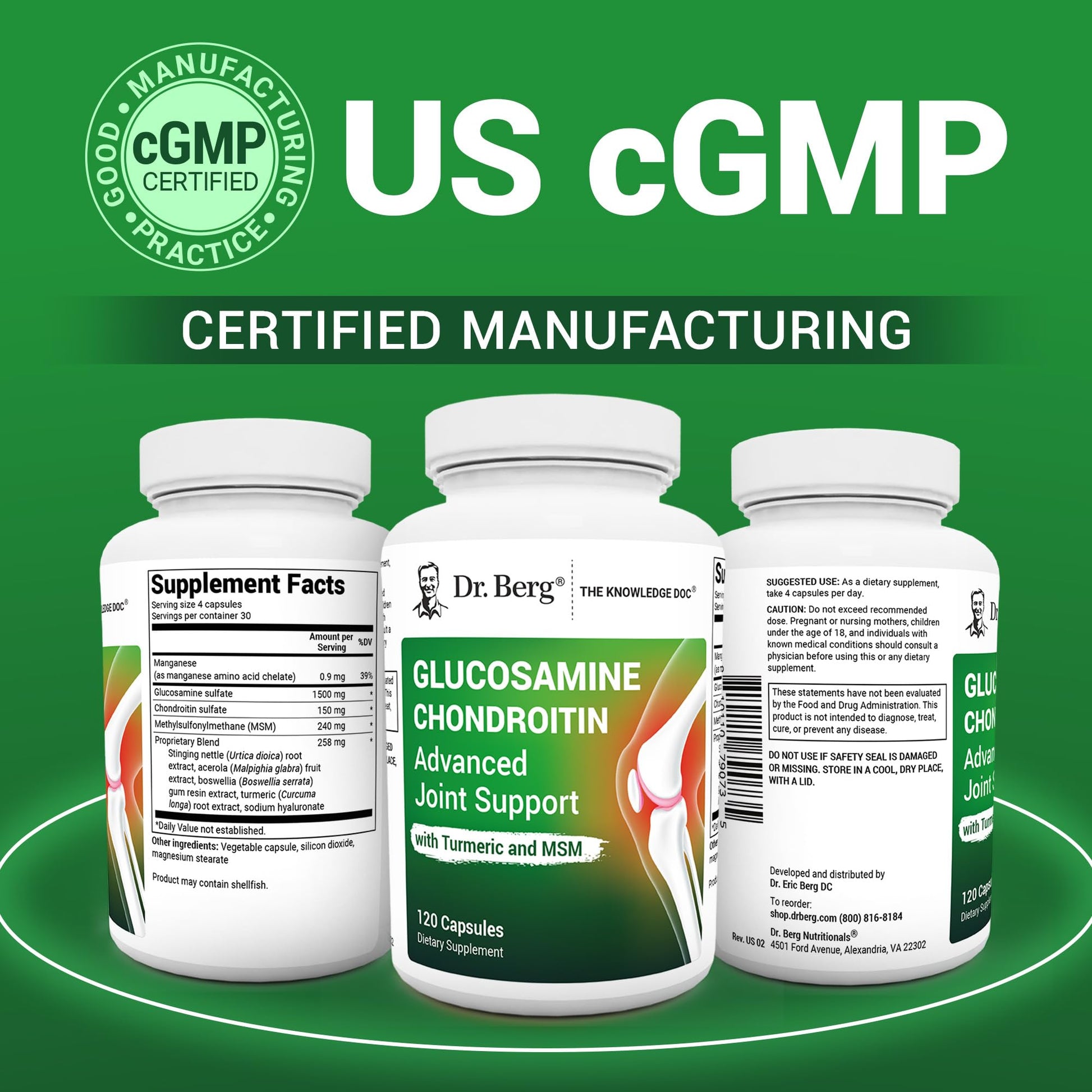 Dr. Berg Glucosamine Chondroitin MSM Turmeric & Boswellia - Advanced Joint Support Supplement with 1500 mg Glucosamine Sulfate - Includes 120 Capsules Dr. Berg Nutritionals buy supplements canada