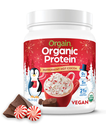 Orgain Organic Vegan Protein Powder, Peppermint Hot Cocoa Seasonal Holiday Flavor Orgain buy supplements canada