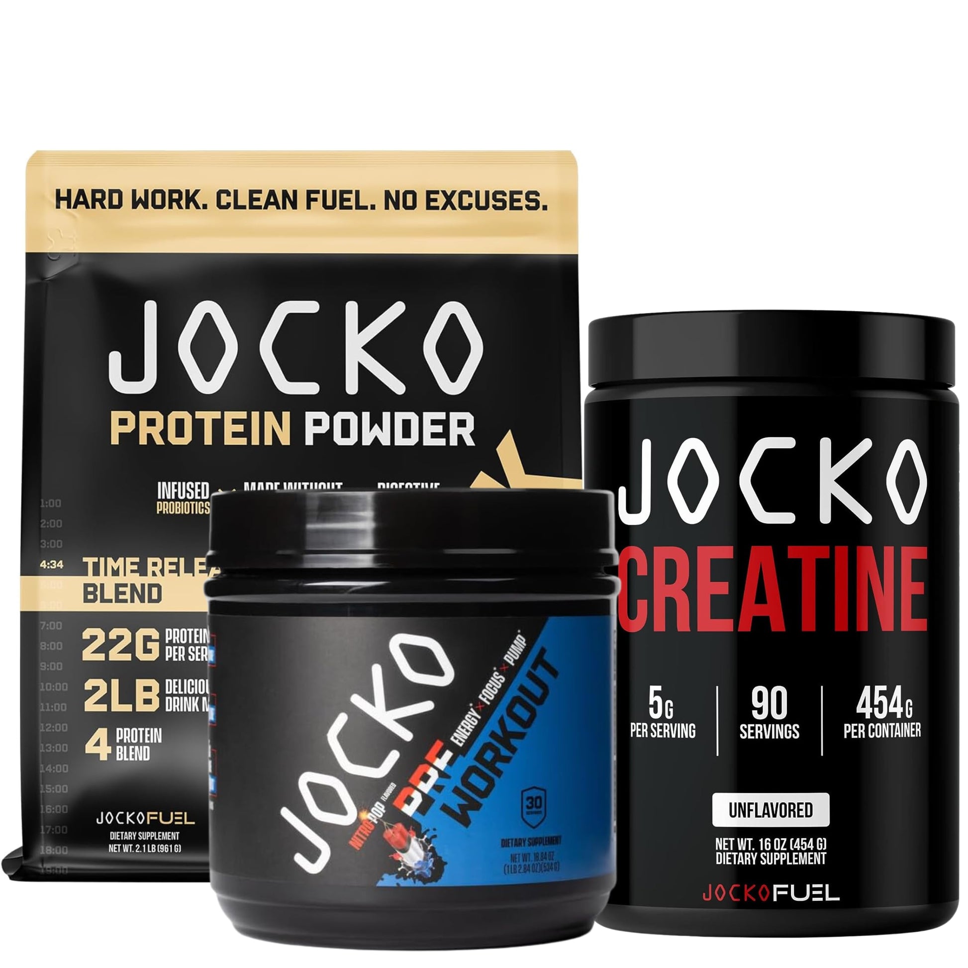 Jocko Pre Workout, Protein Powder, & Creatine Bundle (3 Pack) Jocko Fuel buy supplements canada