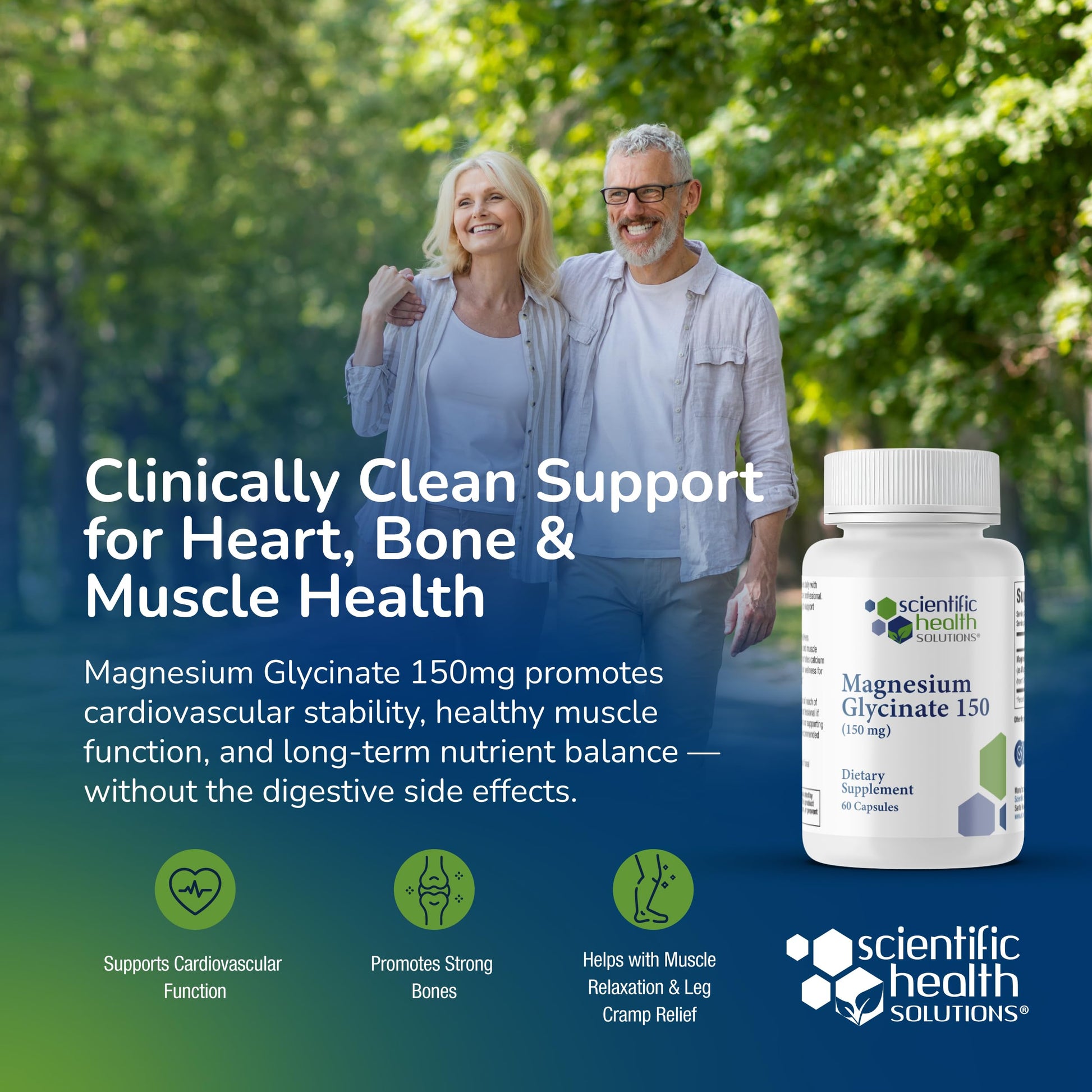 Scientific Health Solutions Magnesium Glycinate 150 mg – High‑Absorption Magnesium for Heart, Bone & Muscle Health – Supports Leg Cramps & Cardiovascular Function – Gentle on Stomach, Vegan, 60 Count Scientific Health Solutions buy supplements canada