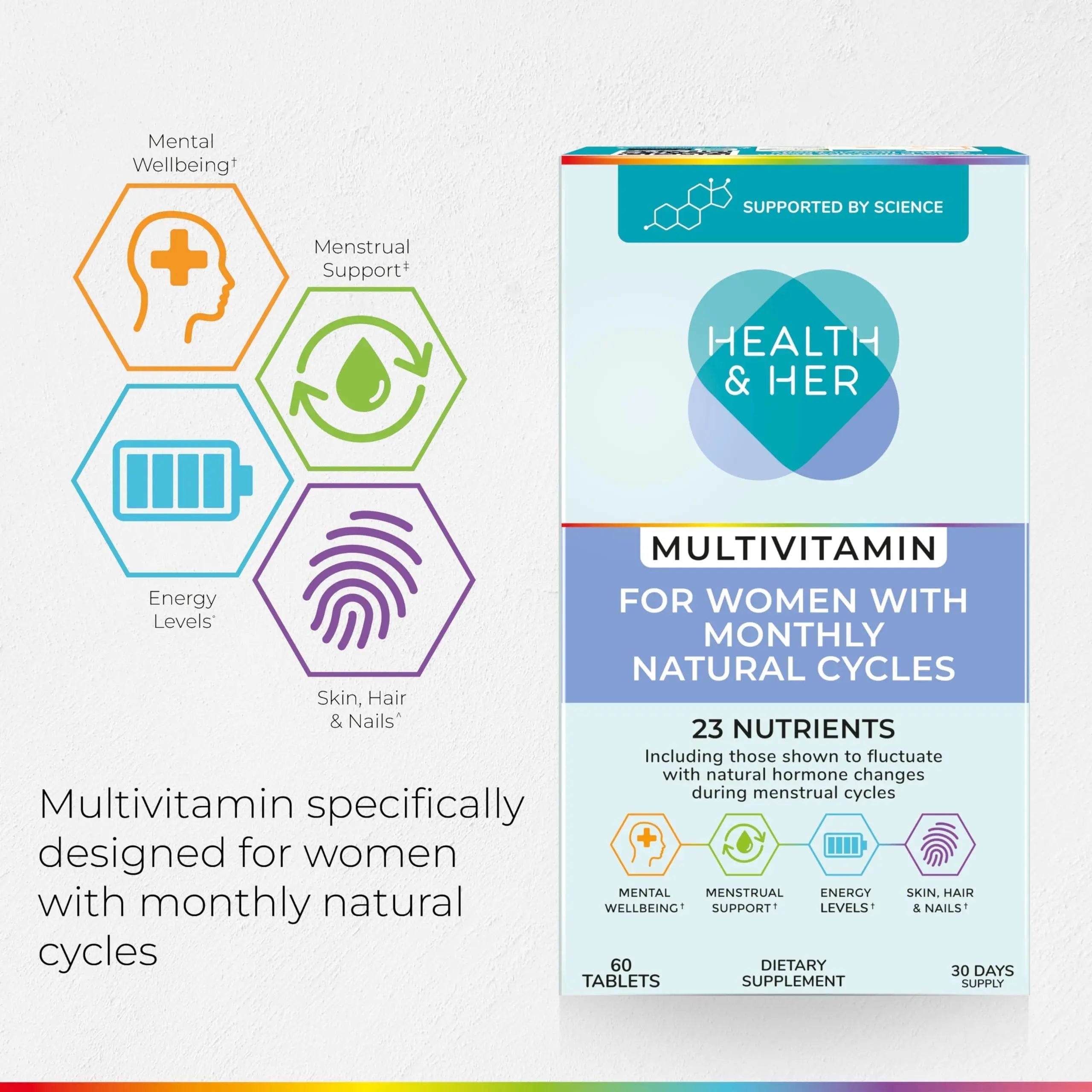 Health & Her Multivitamin for Women with Monthly Natural Cycles - Supplements for Women - Nutrition and Wellbeing Support for Menstrual Cycle Health and Her buy supplements canada