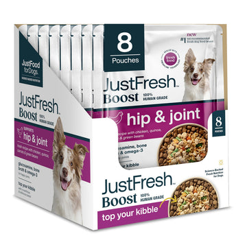 JustFoodForDogs JustFresh Boosts Hip & Joint Support Dog Food Toppers with Glucosamine to Support Hip Mobility & Joint Flexibility, Human-Grade Fresh Pet Meal Booster, 8 oz Pouches - 8 Pack JustFoodForDogs buy supplements canada