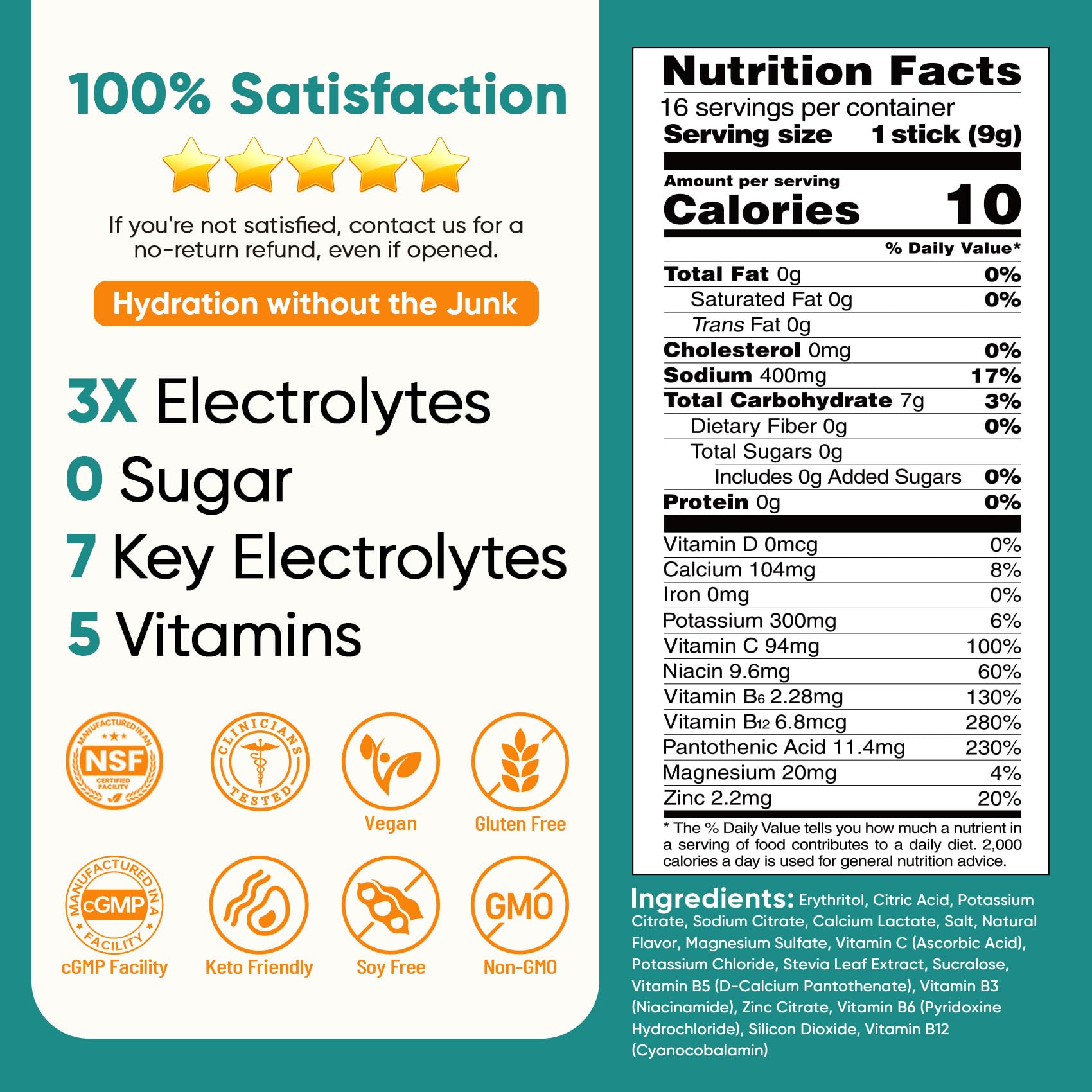 Venture Pal Sugar Free Electrolyte Powder Packets - Liquid Daily IV Drink Mix for Rapid Hydration & Party Recovery | 5 Vitamins & 7 Electrolytes| Keto Friendly Venture Pal buy supplements canada