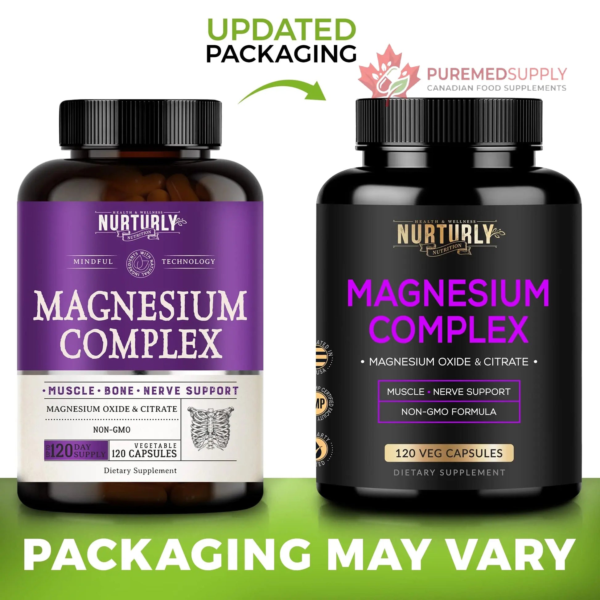 Magnesium Citrate & Oxide 500mg Complex Supplement - High Absorption Maximum Strength - Helps Support Bone Density and Strength, Muscles, Energy and Sleep - 120 Vegan Capsules NURTURLY buy supplements canada